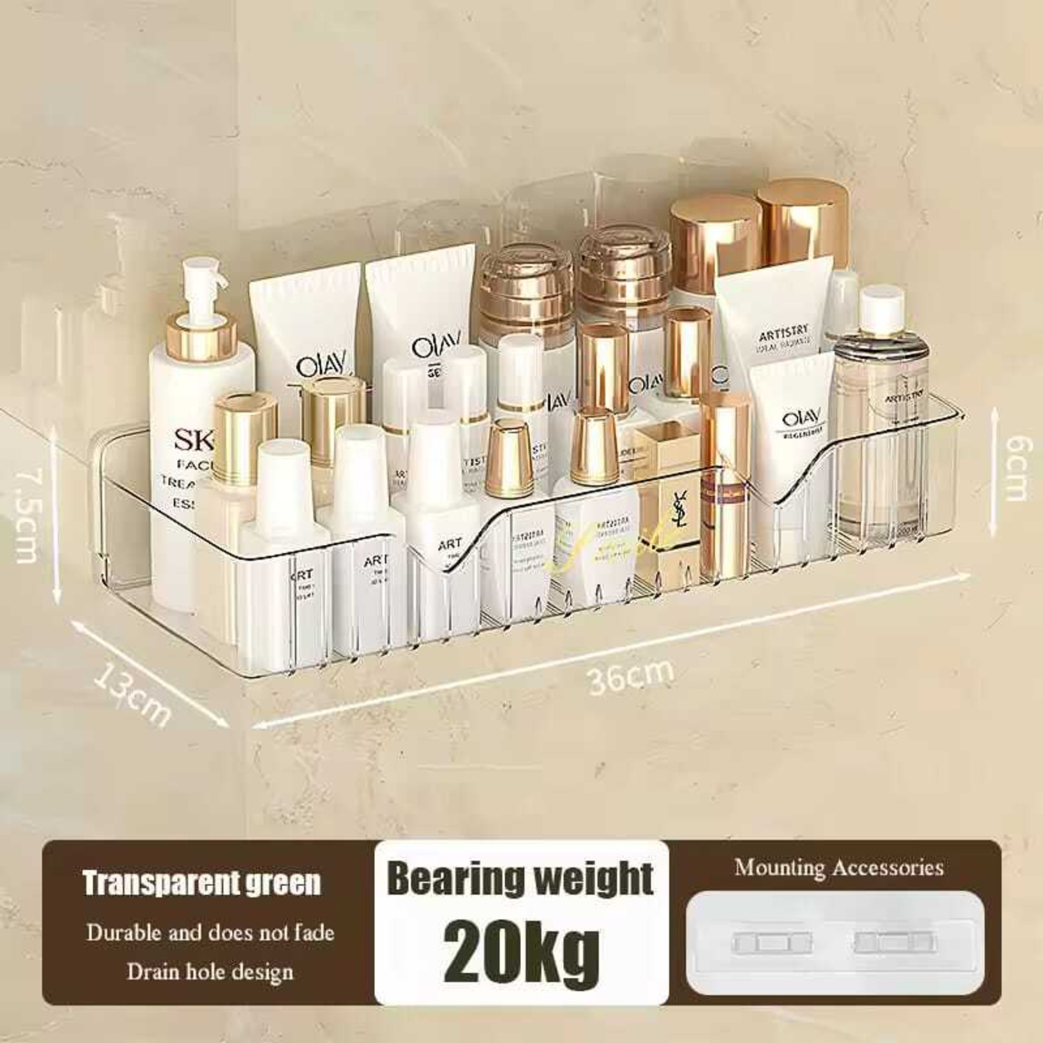 Image of ESSPY Drill-Free Shower Caddy | Self-Adhesive Plastic Shelf | Bathroom Organizer Plastic Wall Shelf