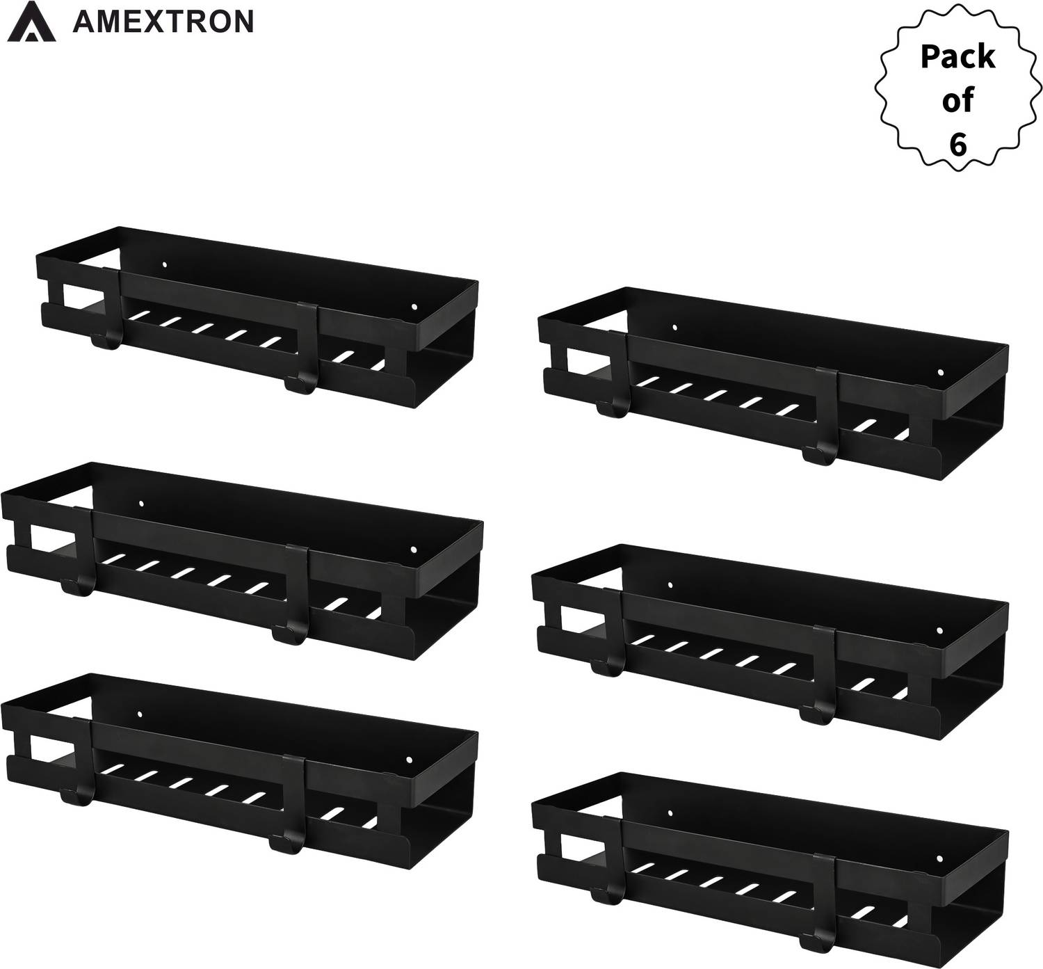 AMEXTRON Multi-Purpose Wall Mount Shelf with Dual Hooks Iron Wall Shelf