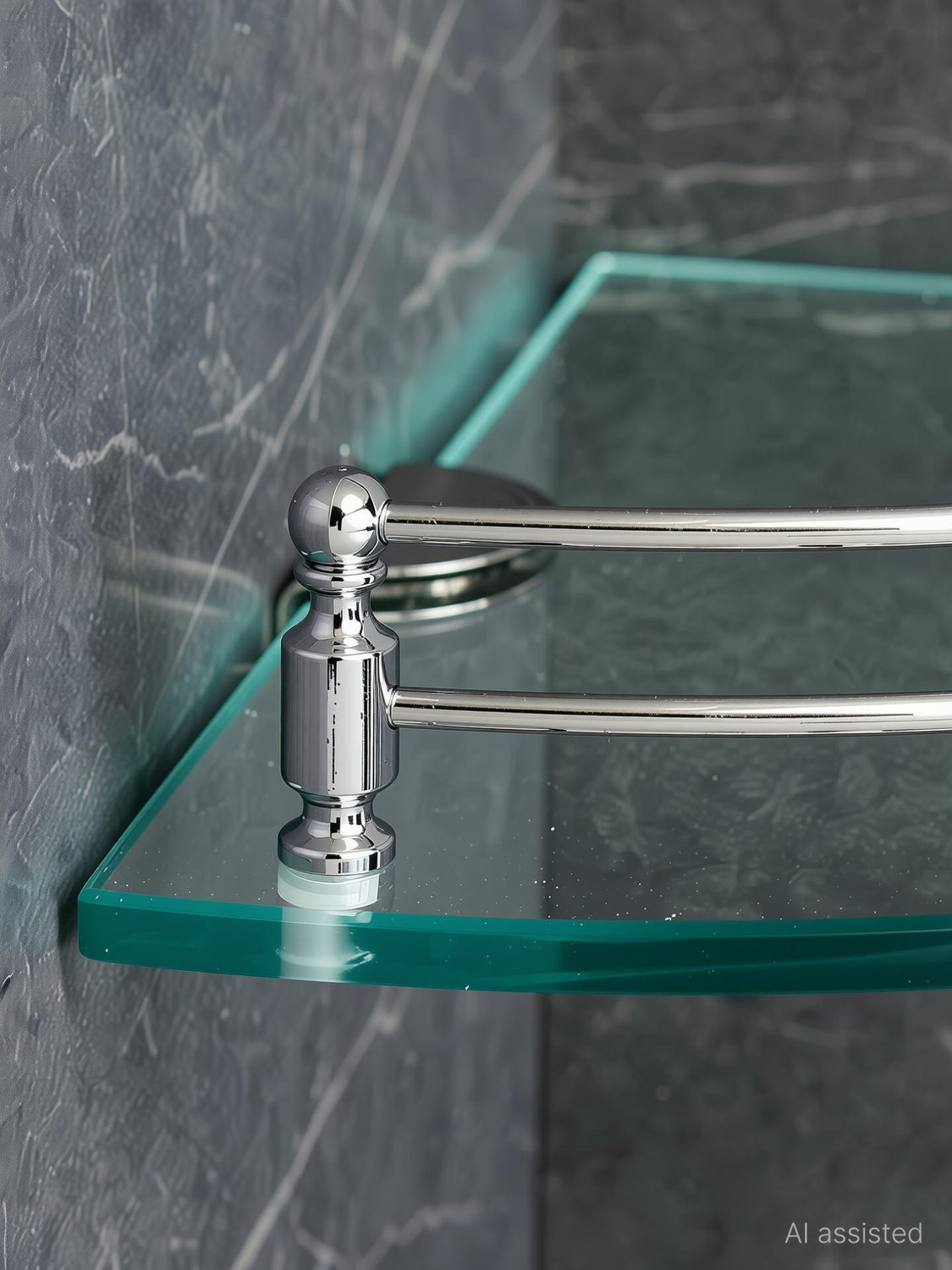 Image of GS Gujarat GS-99 Glass Corner Shelf 9X9 Inches Glass Wall Shelf