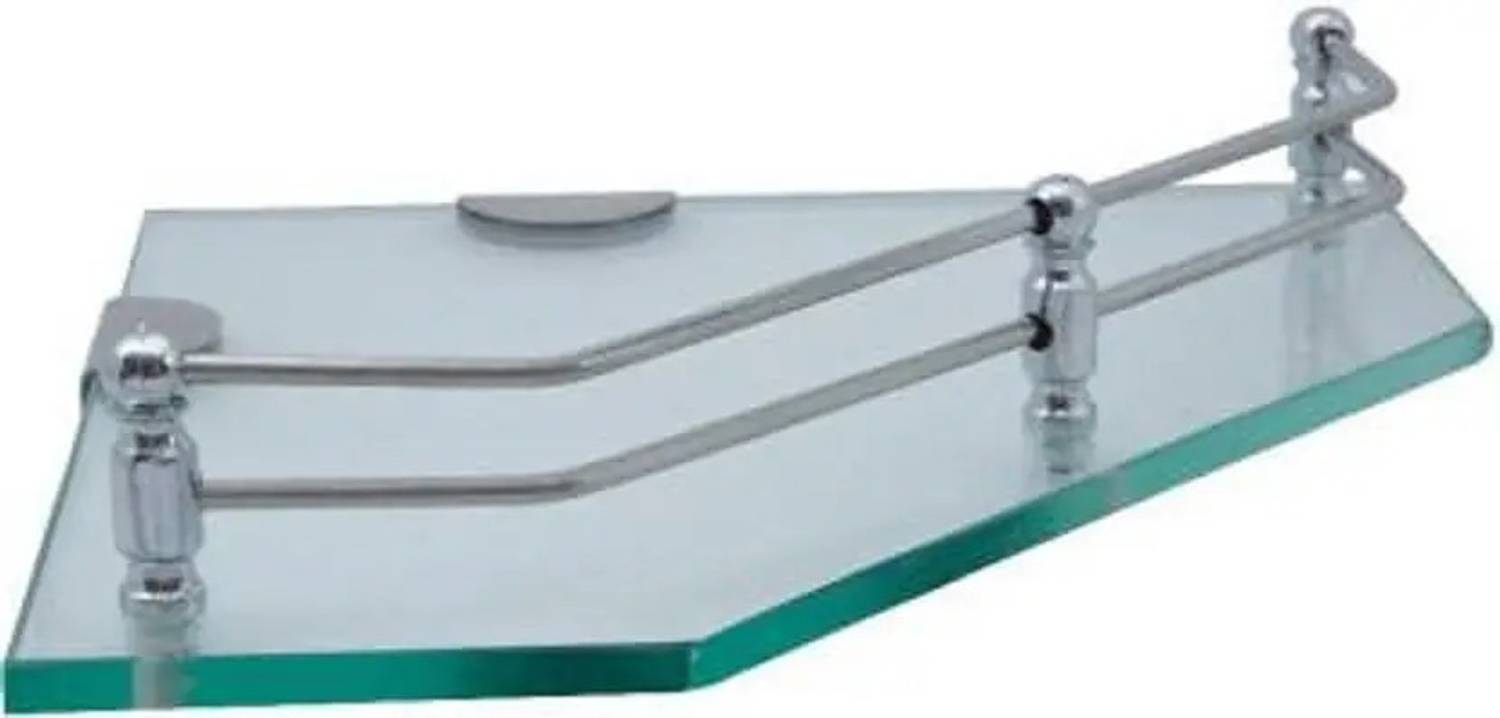 Auraview Diamond 9x9 inch Shelf 1 Frosted Glass, Stainless Steel Wall Shelf