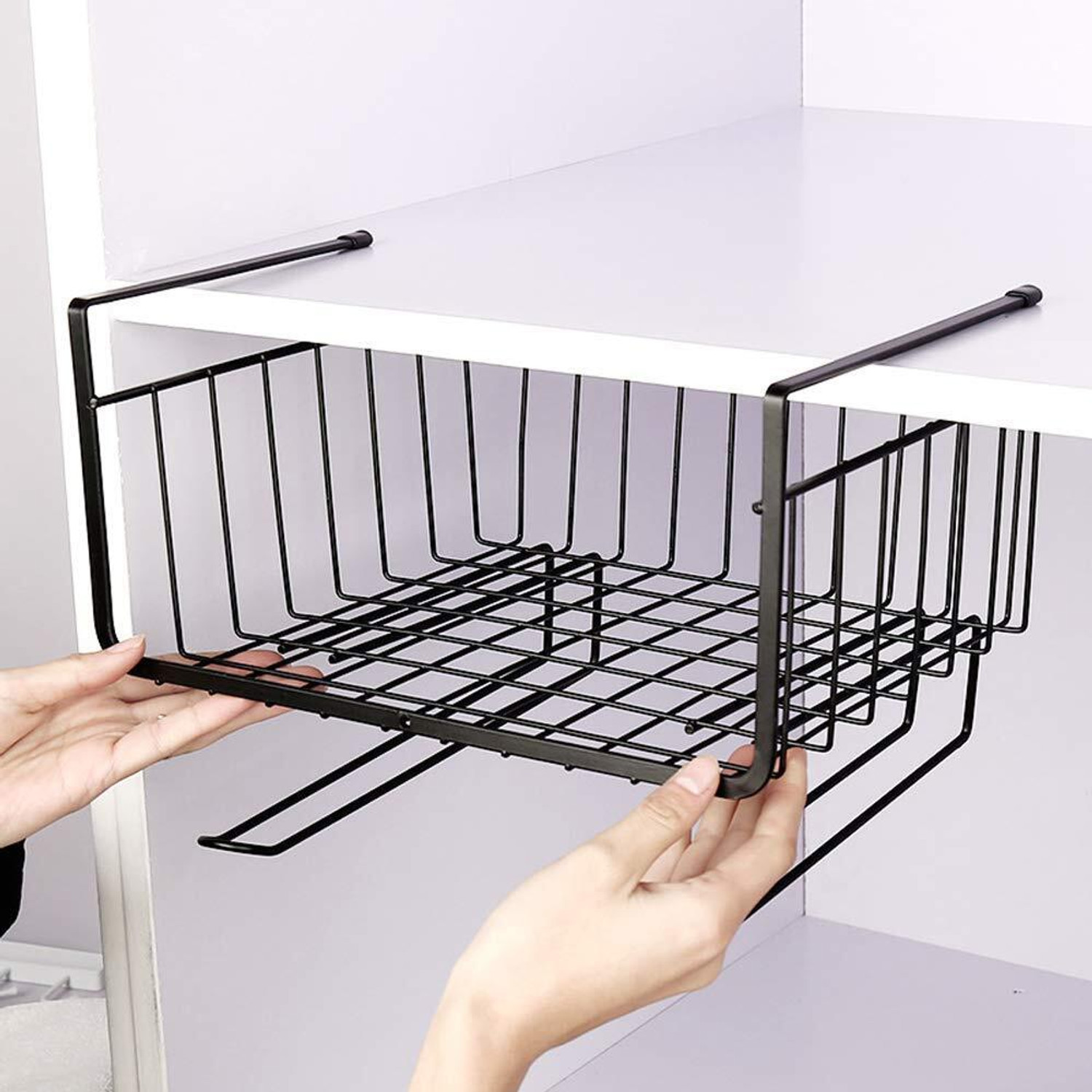 Image of moreyaji Containers Kitchen Rack Steel Under Shelf Organizer Basket for Kitchen Steel Wall Shelf