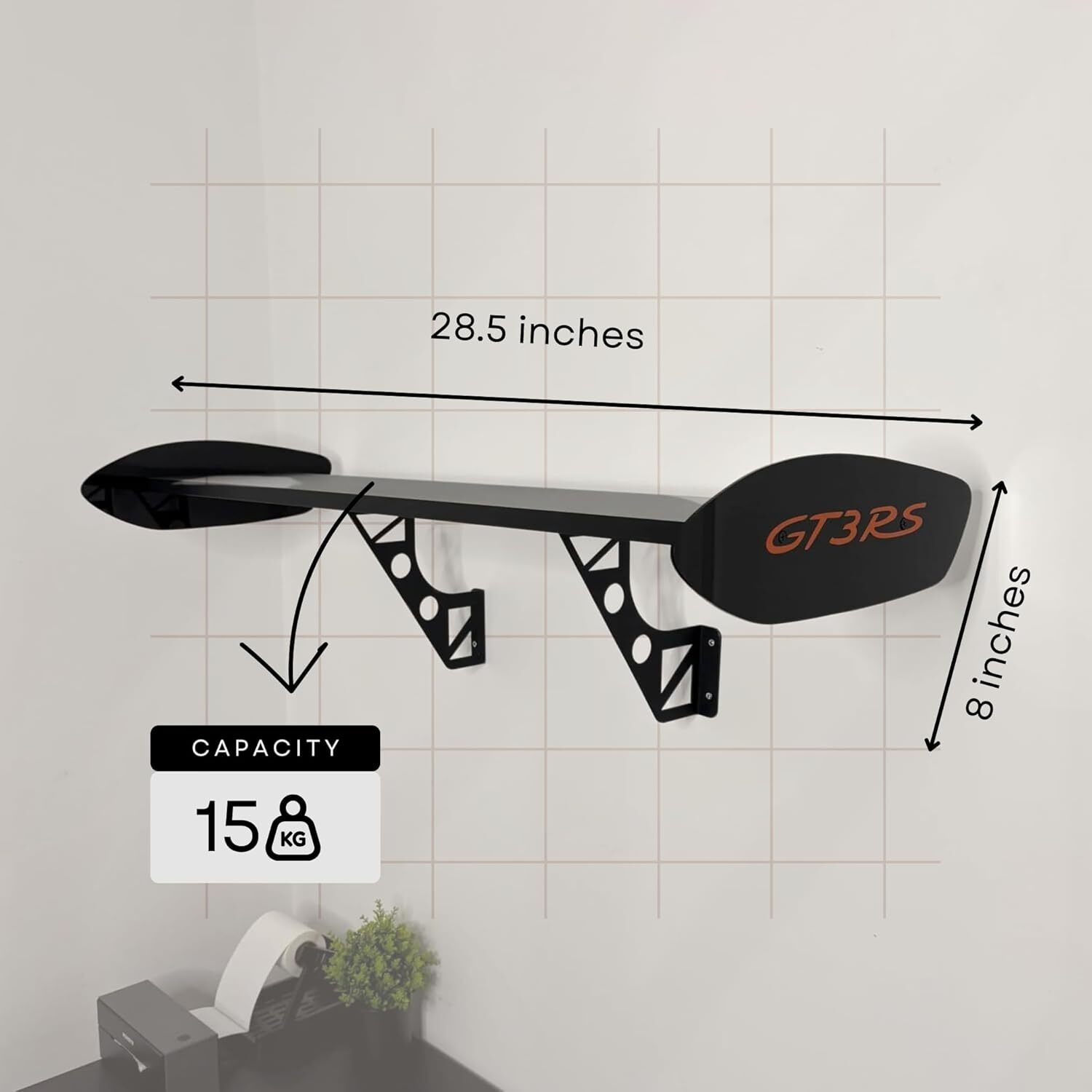Image of bestfocraft GT3 RS Spoiler Shelf - Wall Mounted Car Spoiler Shelf for Home, Office, Garage Wooden Wall Shelf