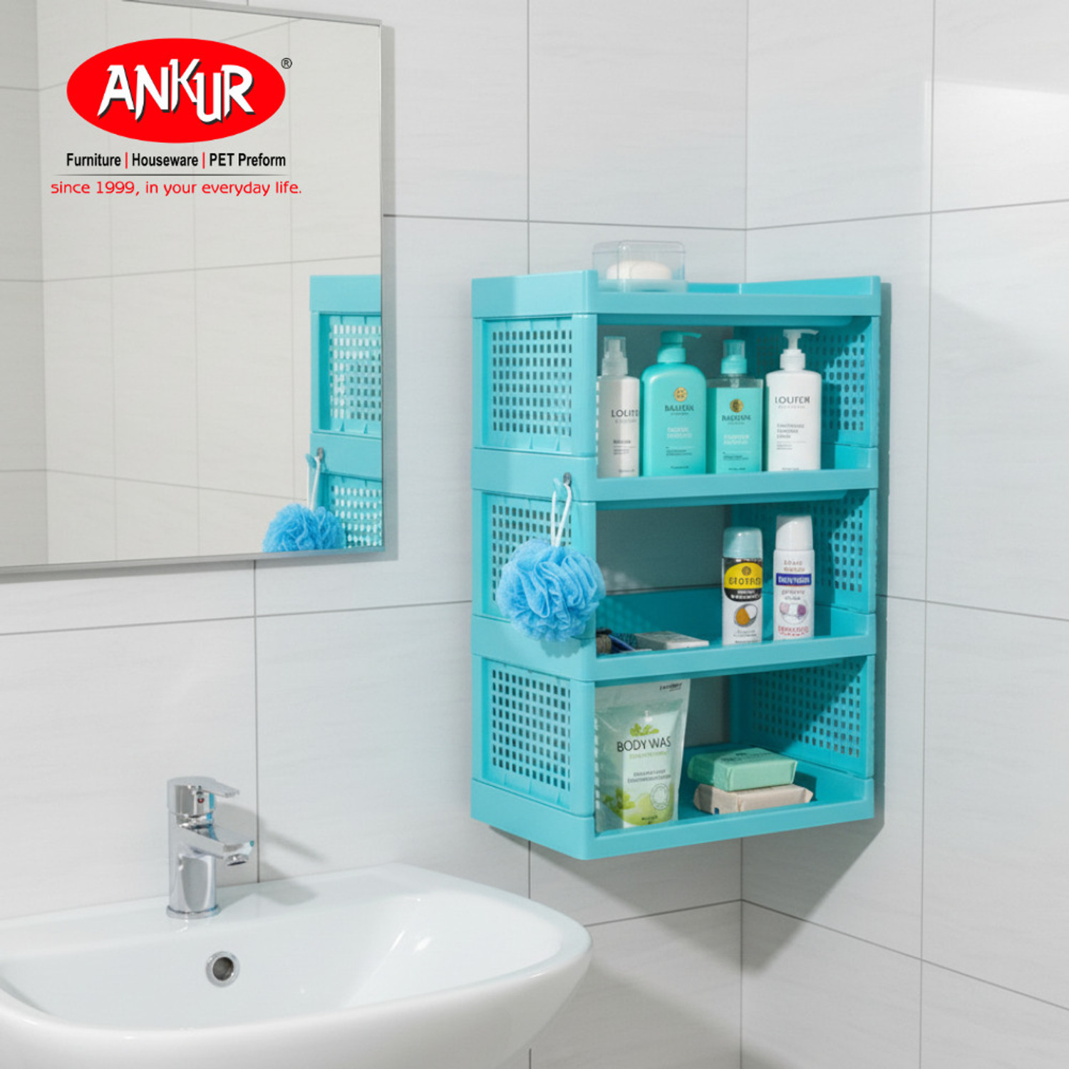 Image of ANKUR Ankur Stacko 4 Tier Plastic Rack Plastic Wall Shelf