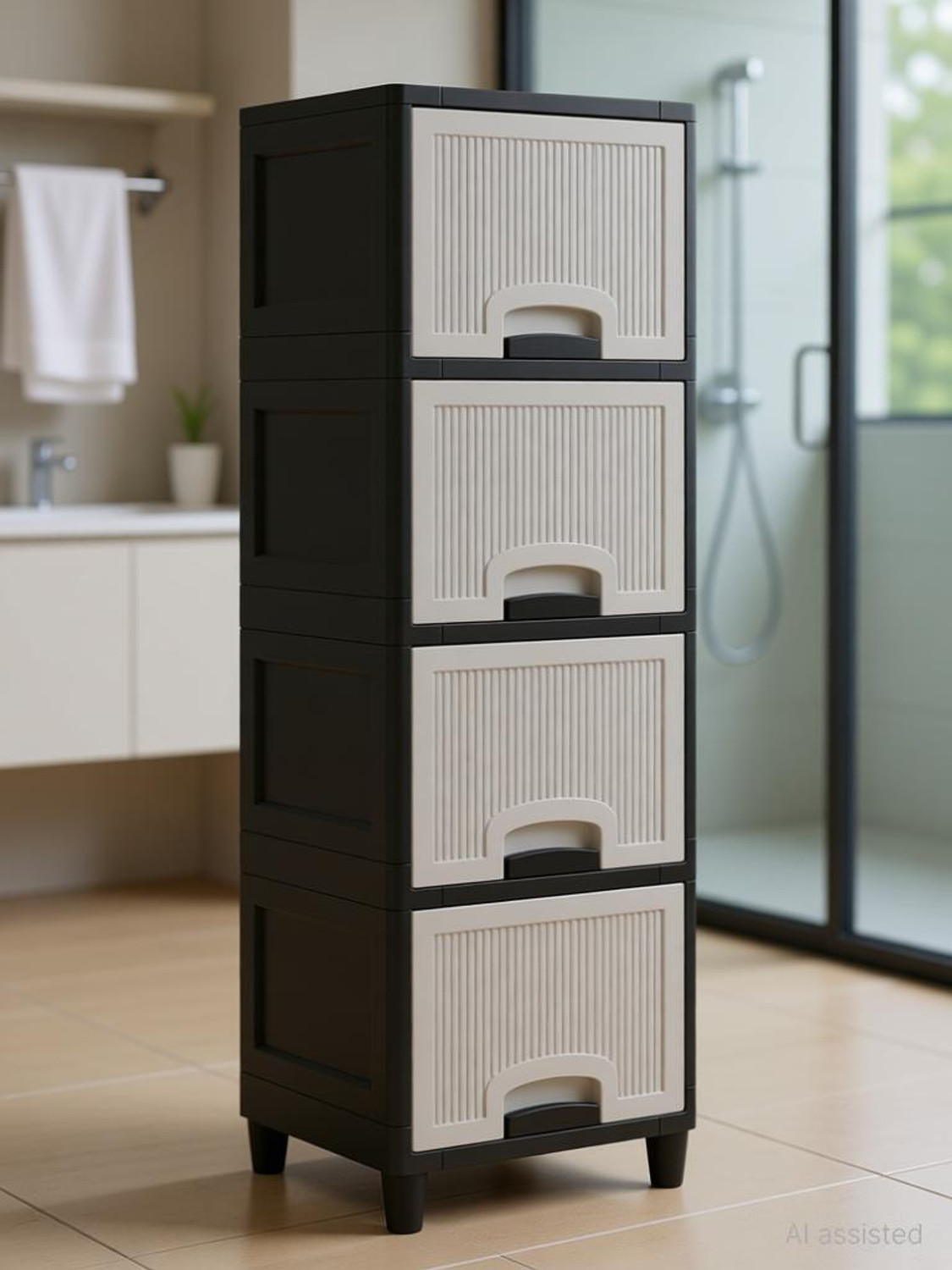 Image of MAXTID Multi Layer Bathroom Kitchen Cabinet Plastic Wall Shelf