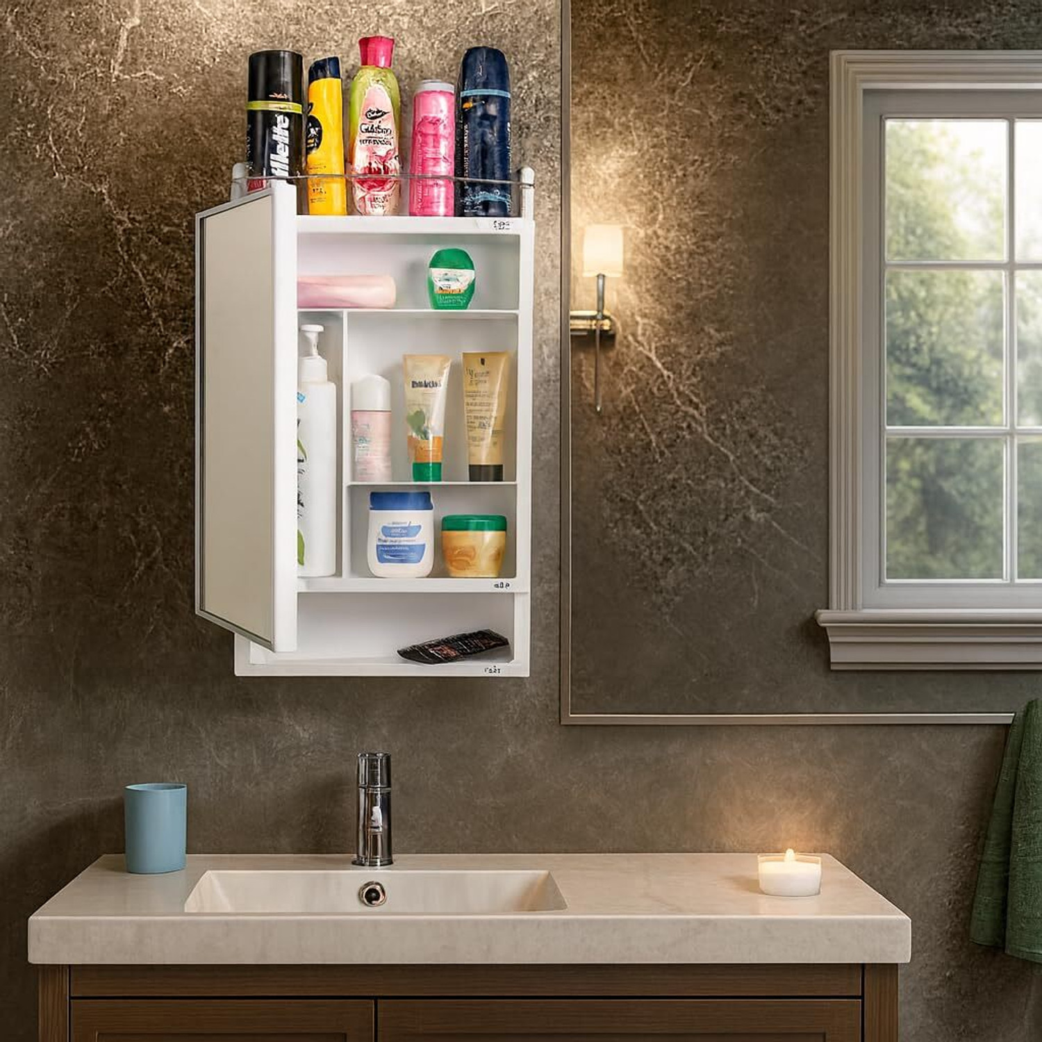Image of LUPPRA Space-Saving Wall Cabinet with Mirro Bathroom Mirror