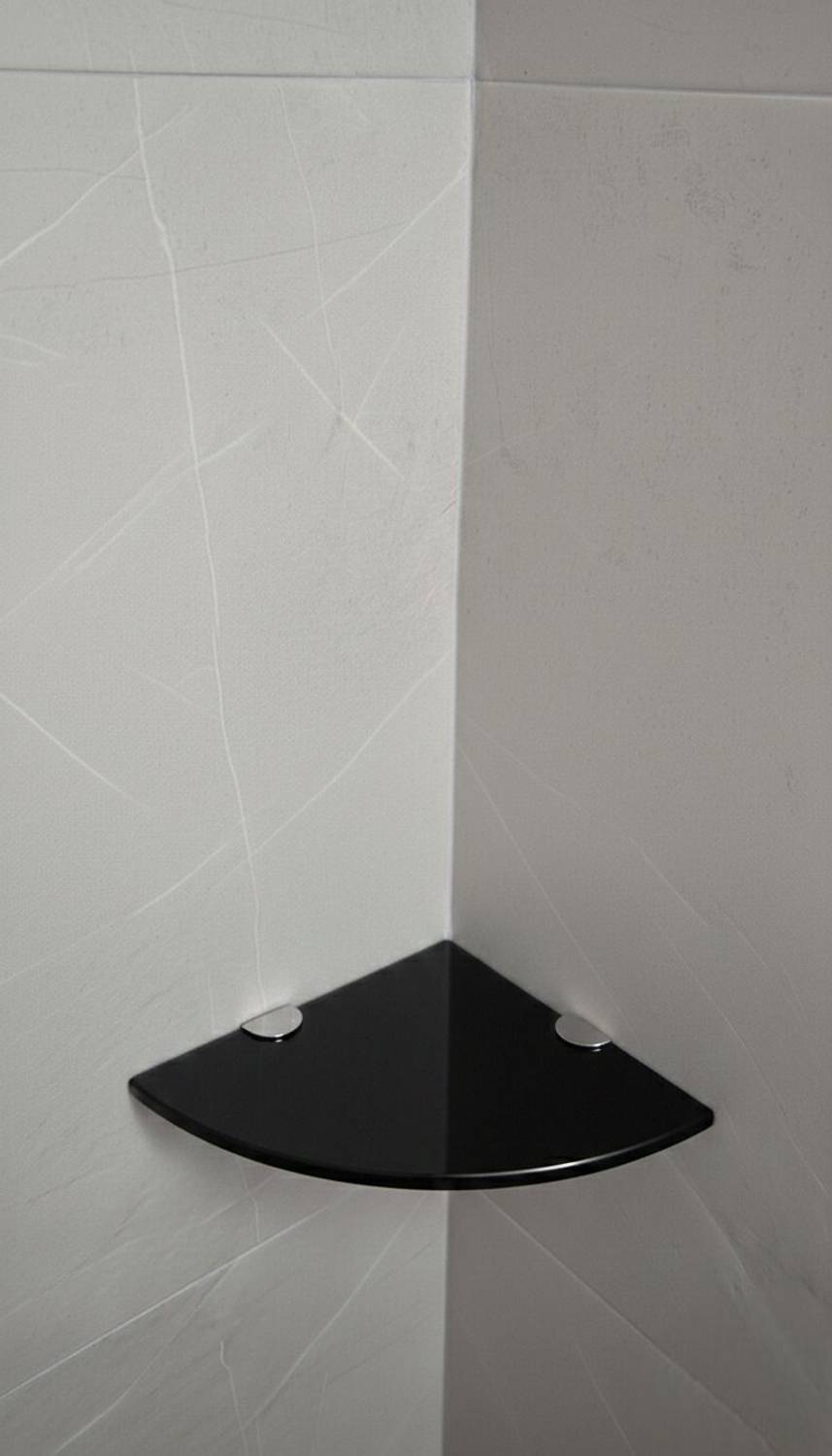 Auraview Without Railing Corner Round 6x6 inch Shelf 1 Black Glass Wall Shelf