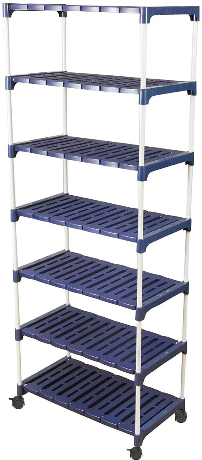 Image of Novatic 7-Tier With Wheel Multi- Kitchen Storage Rack, Book Stand, Floating Wall Shelves Iron Wall Shelf