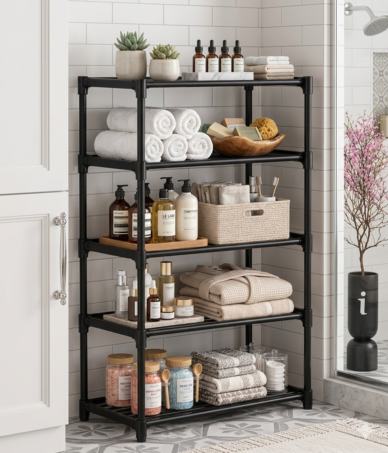 Image of KEVRIZ Plastic Collapsible Shoe Stand Plastic Wall Shelf (Number of Shelves - 5, Black)