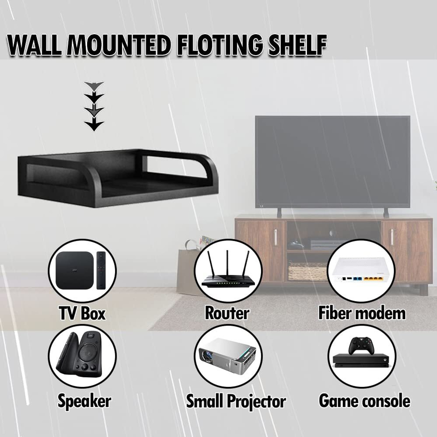 Image of HOME SPARKLE Wooden Set Top Box Stand /DTH Stand /WIFI Router Stand,Wall Mount with Wifi Holder MDF (Medium Density Fiber) Wall Shelf