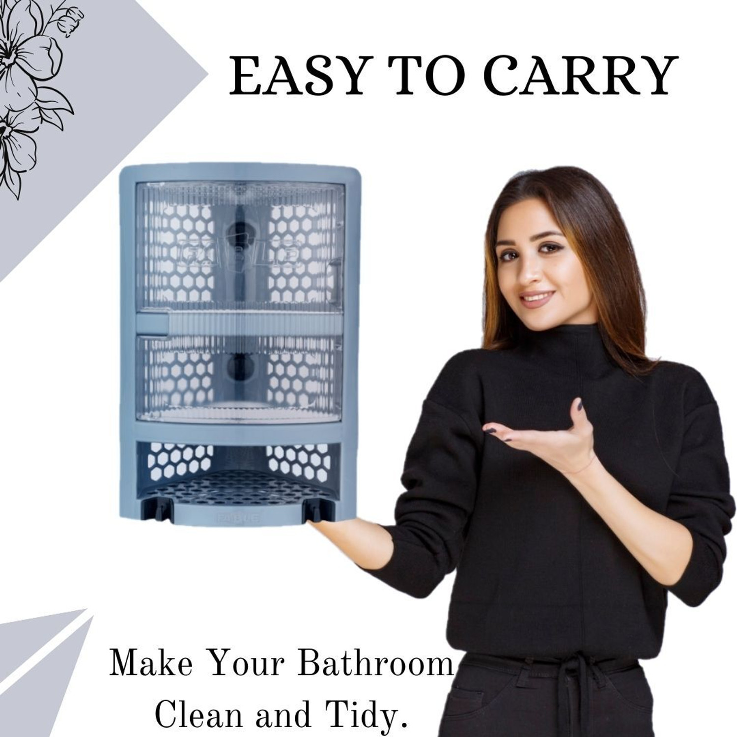 Image of Nabhya Multipurpose Wall Mount Bathroom Corner Rack for Home, Kitchen & Bathroom Plastic Wall Shelf