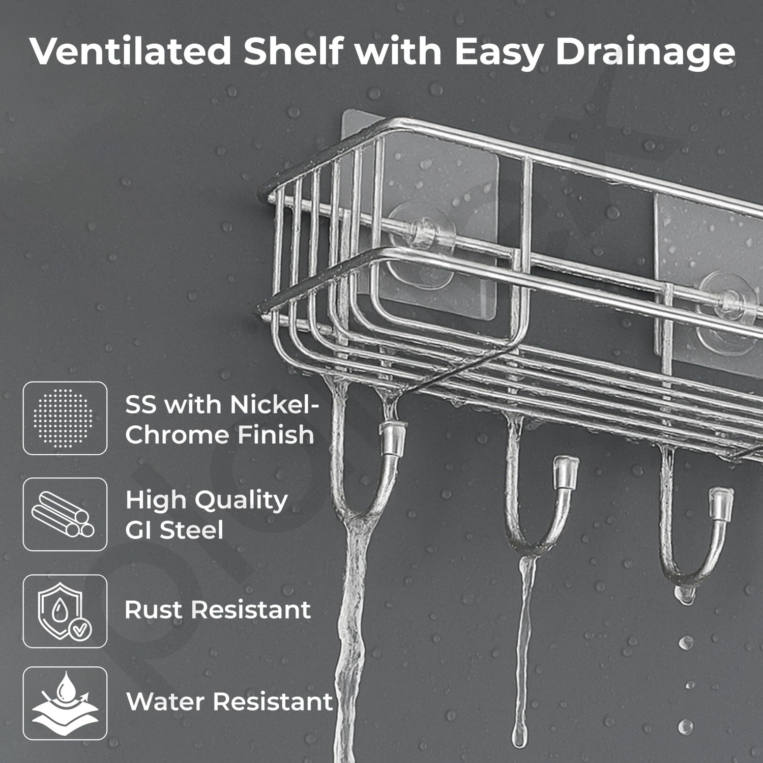 Image of Zolento Stainless Steel Bathroom Shelf Organizer / Bathroom Shelf / Bathroom Accessories Iron Wall Shelf