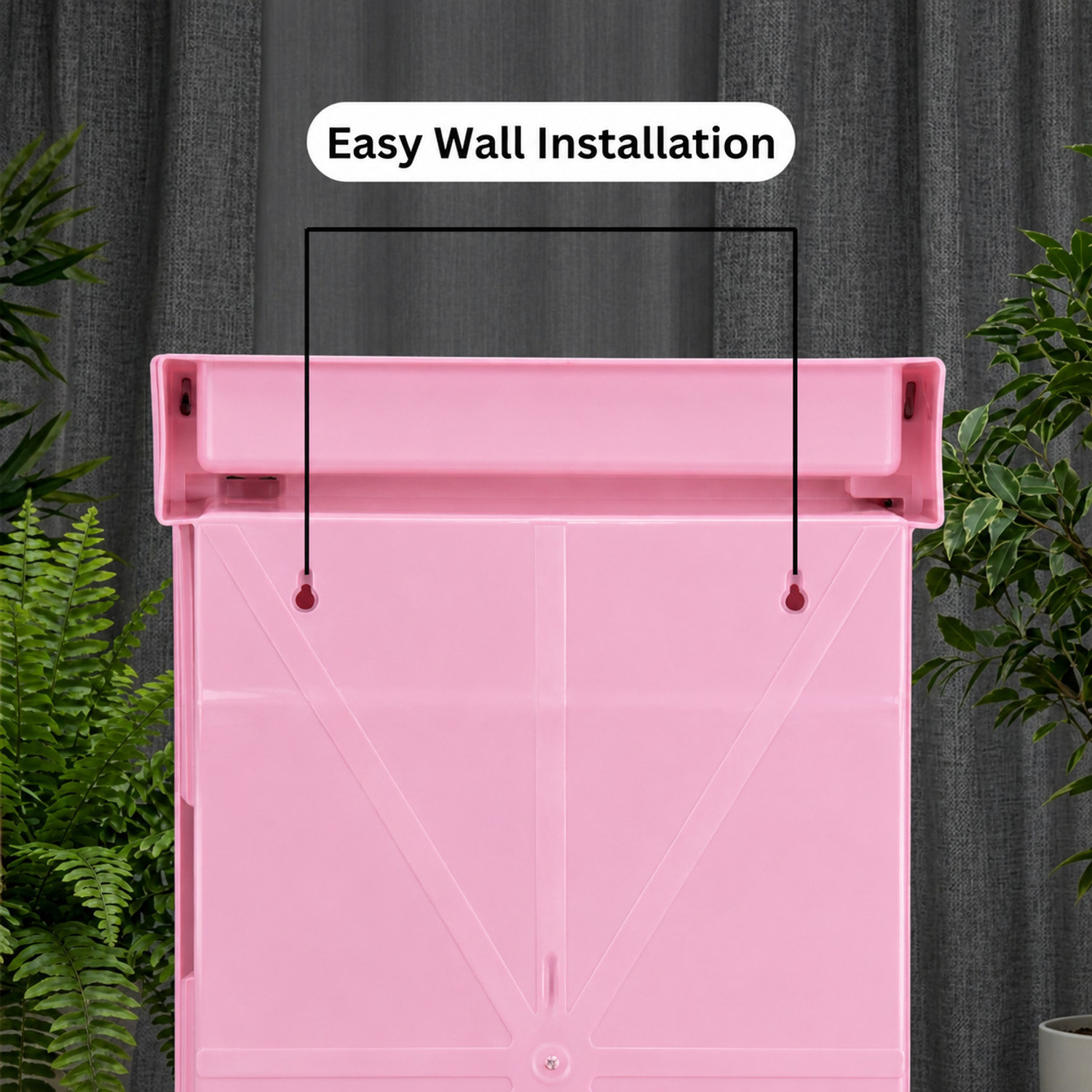 Image of CIPLA PLAST Rich Look Bathroom Cabinet | Mirror with Shelf | 4 Shelves Storage | PINK Plastic, Glass Wall Shelf
