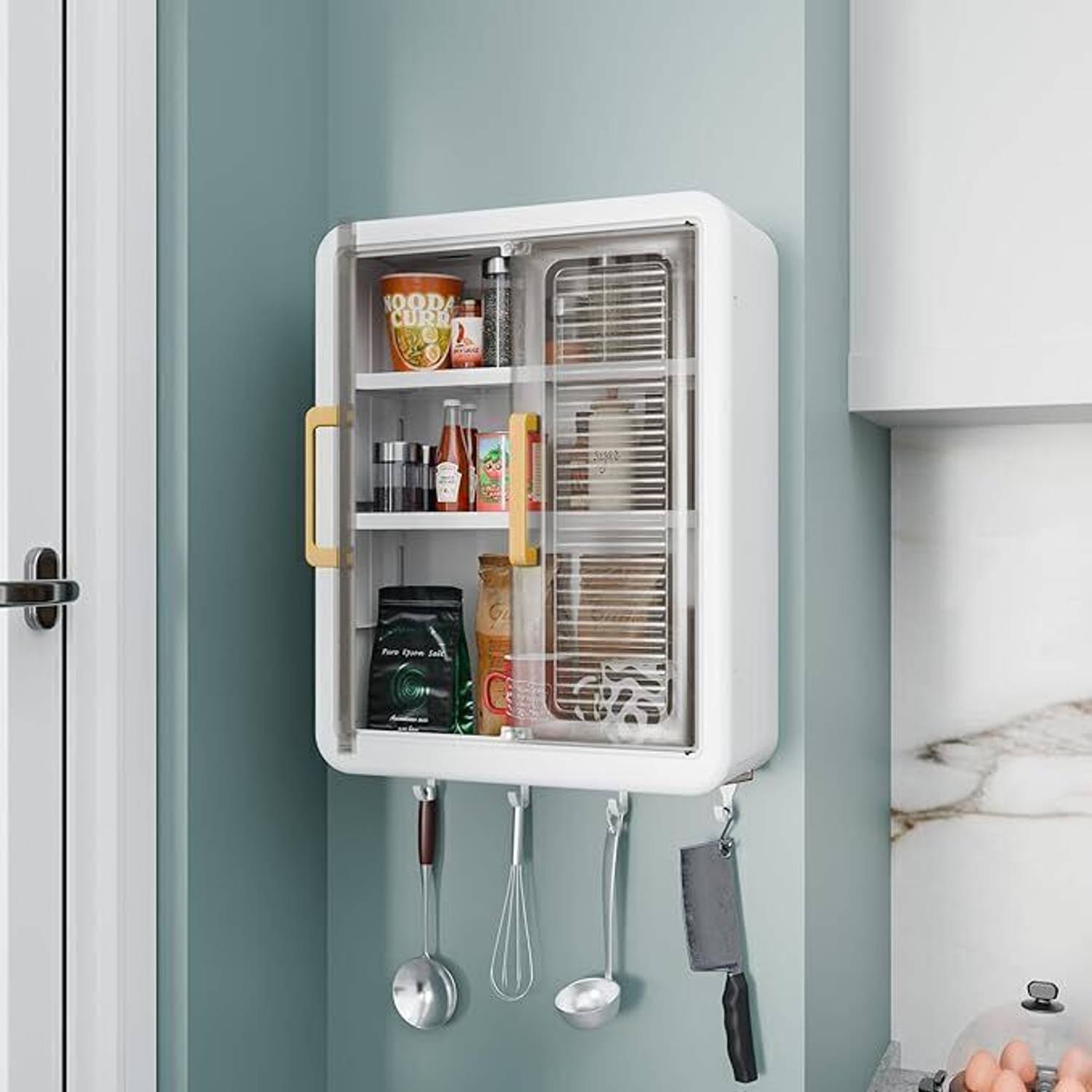 PLASTIZONE Wall Mounted Storage Cabinet for Kitchen & Bathroom/Mu