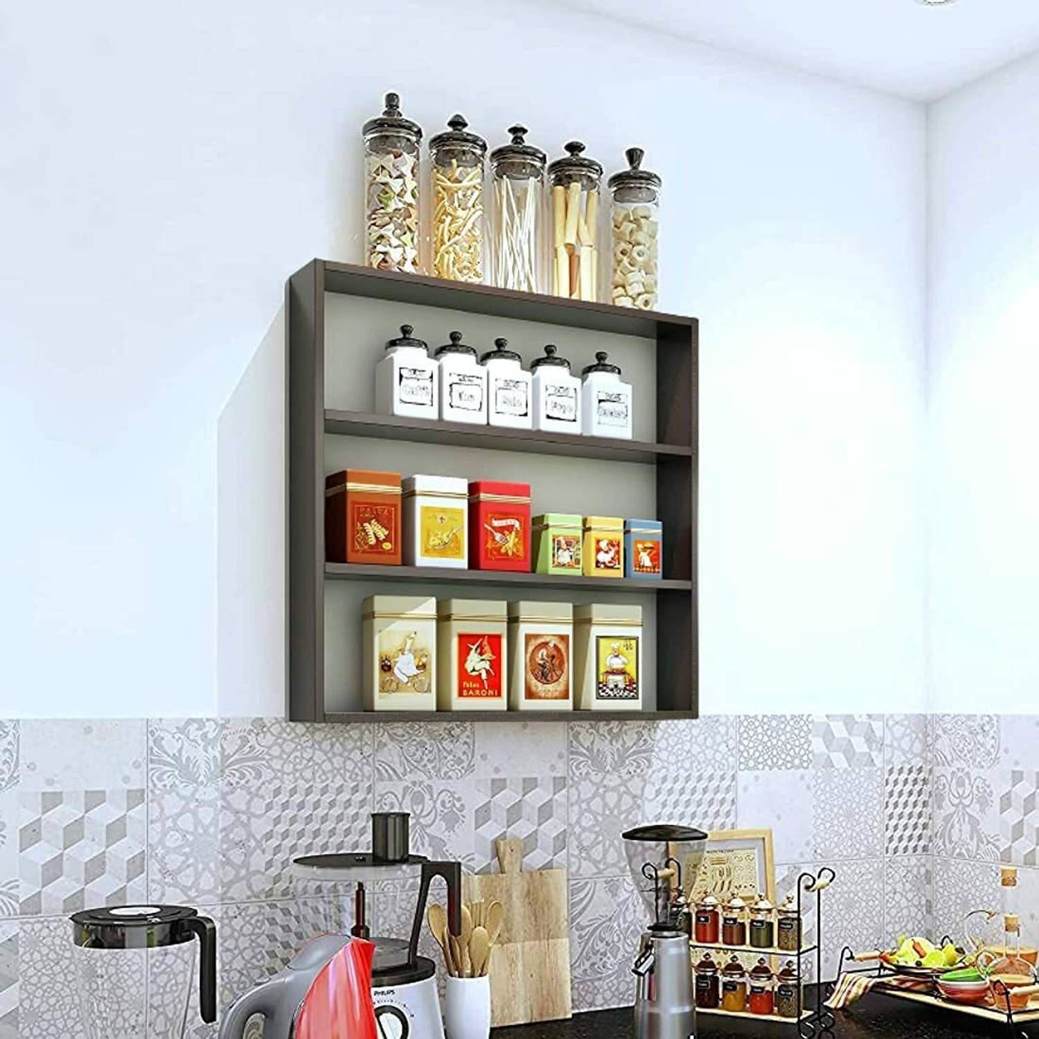plantzy Wooden Wall Mounted Shelves for Kitchen / Storage Shelf /