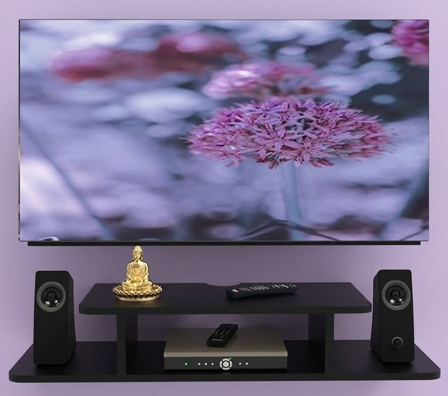 Image of ADVISHI TV Setup Box Stand /TV Set UP Box Holder / MDF (Medium Density Fiber) Wall Shelf (Number of Shelves - 2, Black)