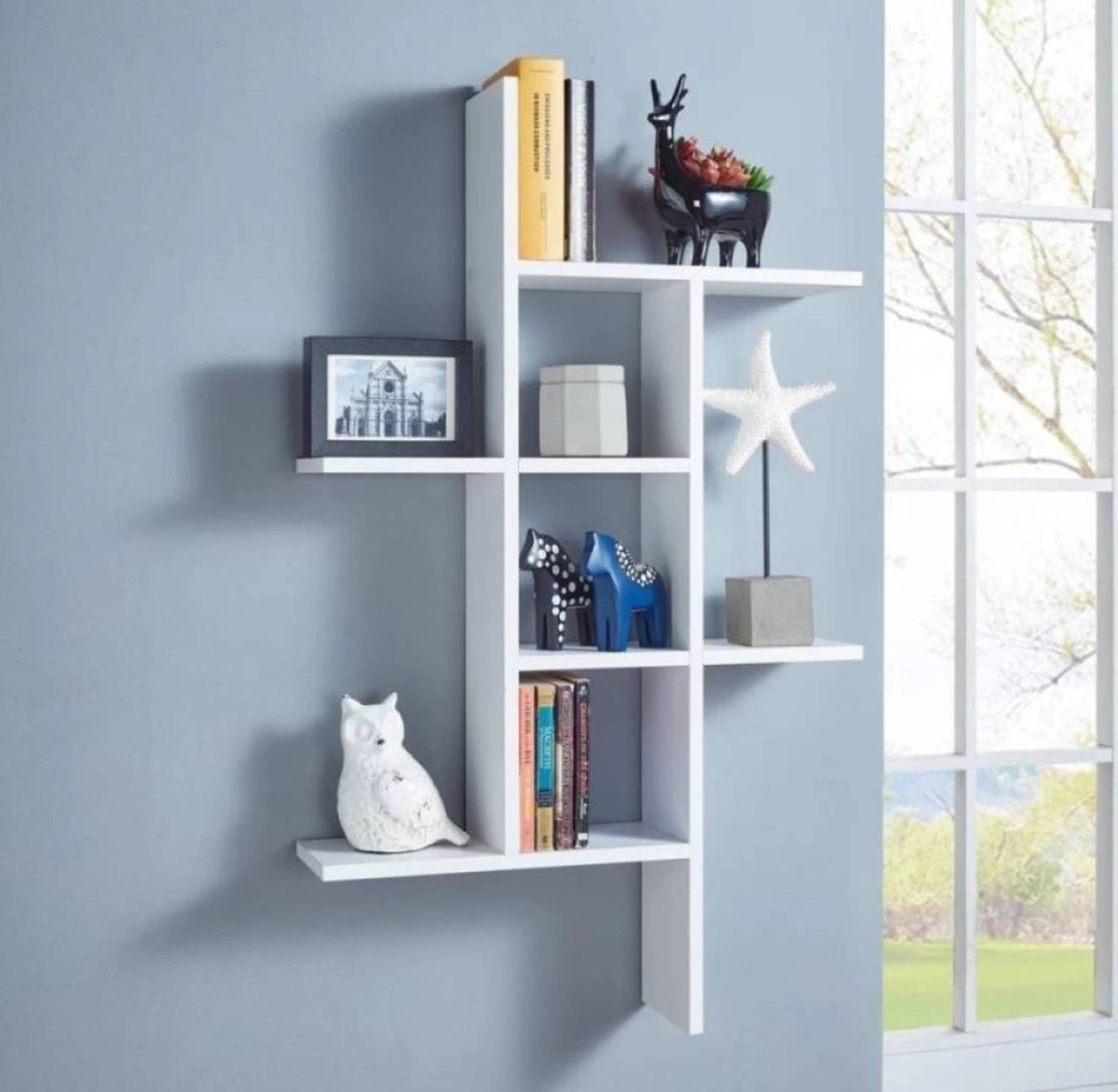 AmiFullshine Wooden Wall Shelf (Number of Shelves - 4, White)