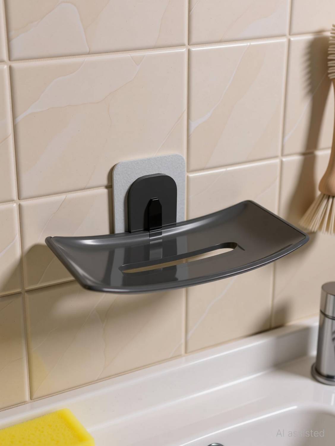 ADL PASSION Adhesive Soap Stand for Kitchen, Bathroom, Wall Mounted Soap Dish Holder Plastic Wall Shelf