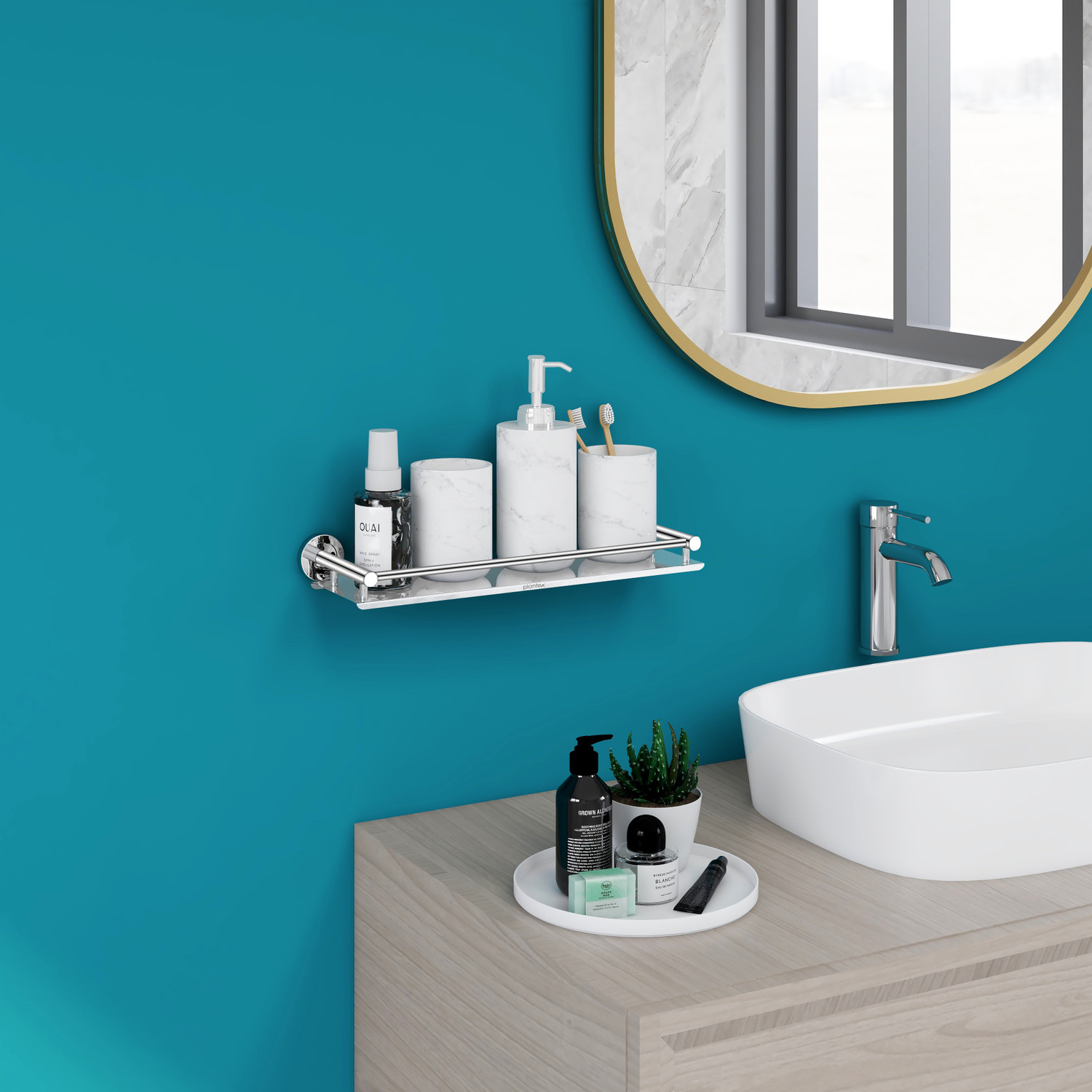 Image of Plantex Stainless Steel Bathroom Shelf /Kitchen Shelf /Bathroom Shelf and Rack /Bathroom Accessories - (16 X 5 Inches) Stainless Steel Wall Shelf (Number of Shelves - 1, Silver)