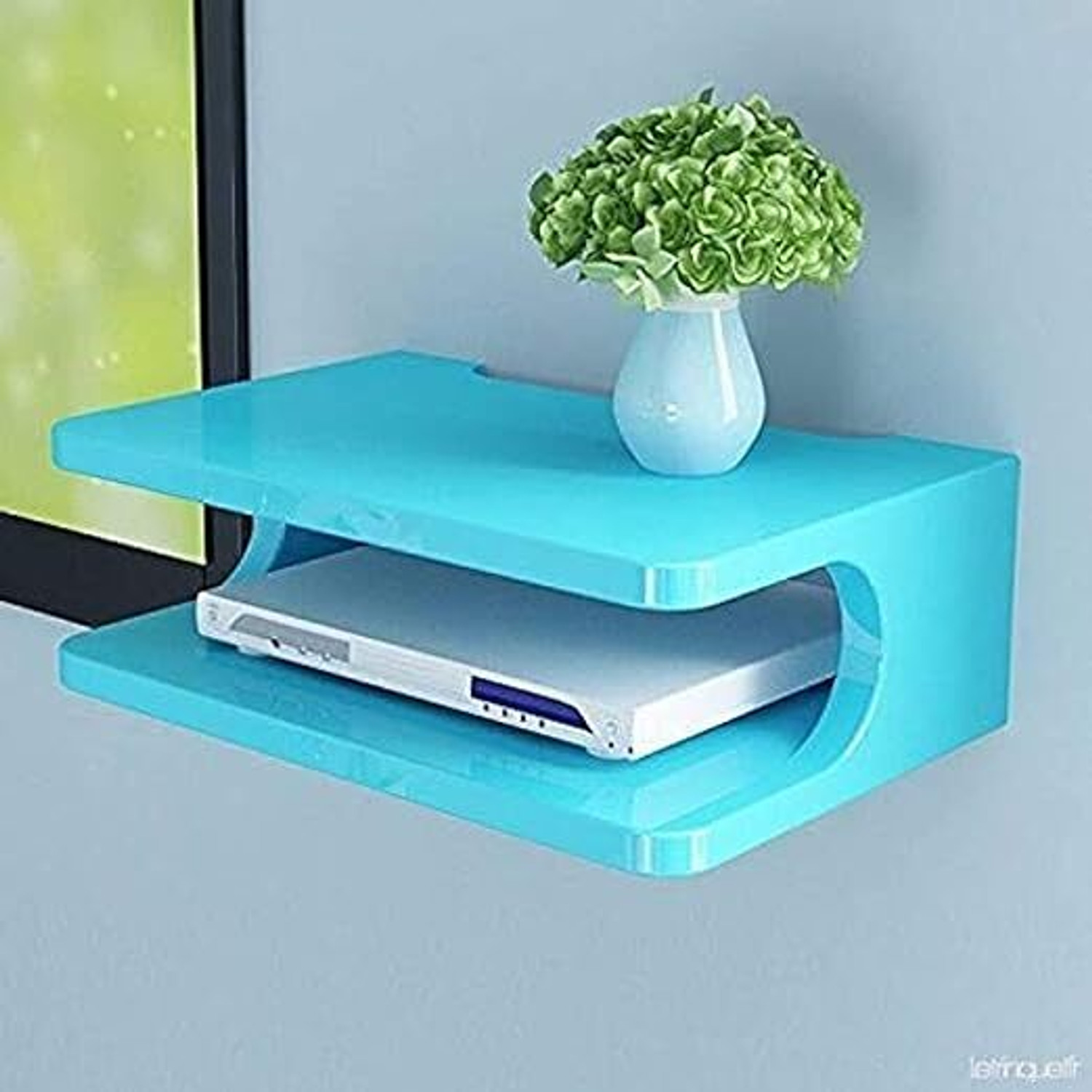 Image of A M CRAFTS Setup Box Stand for Home | Wall Mount Stylish WiFi Router Holder TV Cabinet Wooden Wall Shelf