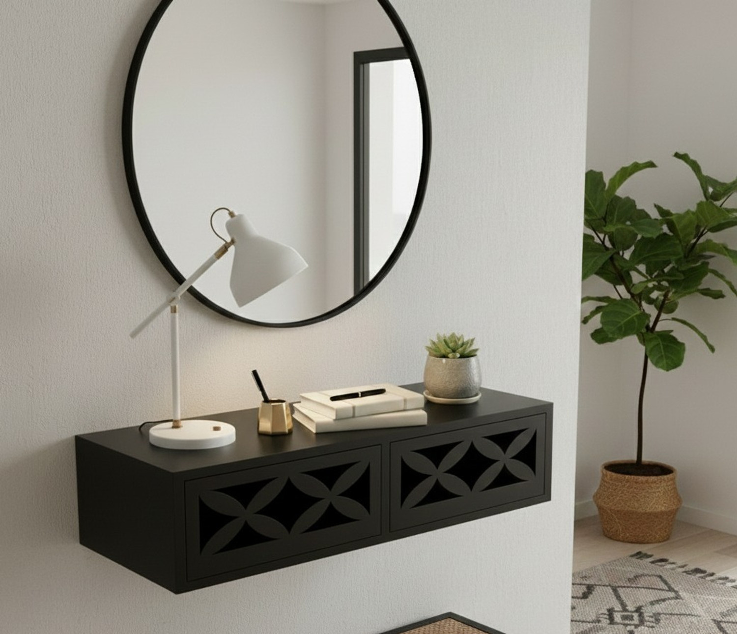 Image of SIWOZ Wall Mount Drawer Wall Shelves for Interior Design in Living Rooms Drawer Shelf MDF (Medium Density Fiber) Wall Shelf