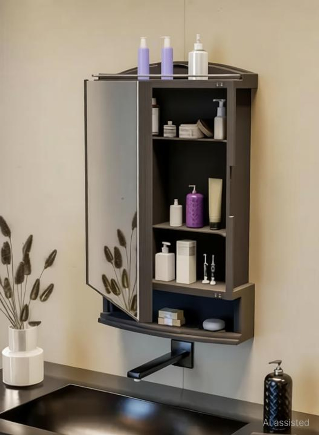 Image of iSTAR Plastic Premium Multipurpose Wall Mounted Storage Cabinet with Mirror,Prime Look Plastic Wall Shelf