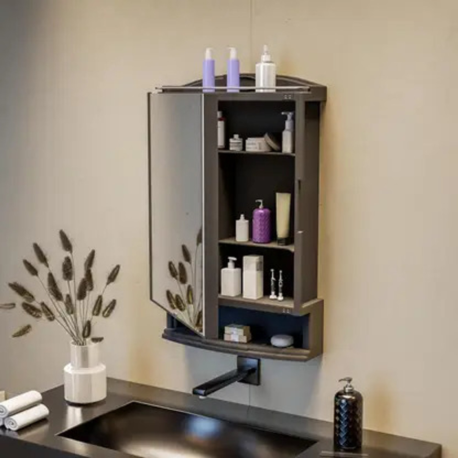 Image of iSTAR Plastic Premium Multipurpose Wall Mounted Storage Cabinet with Mirror,Prime Look Plastic Wall Shelf