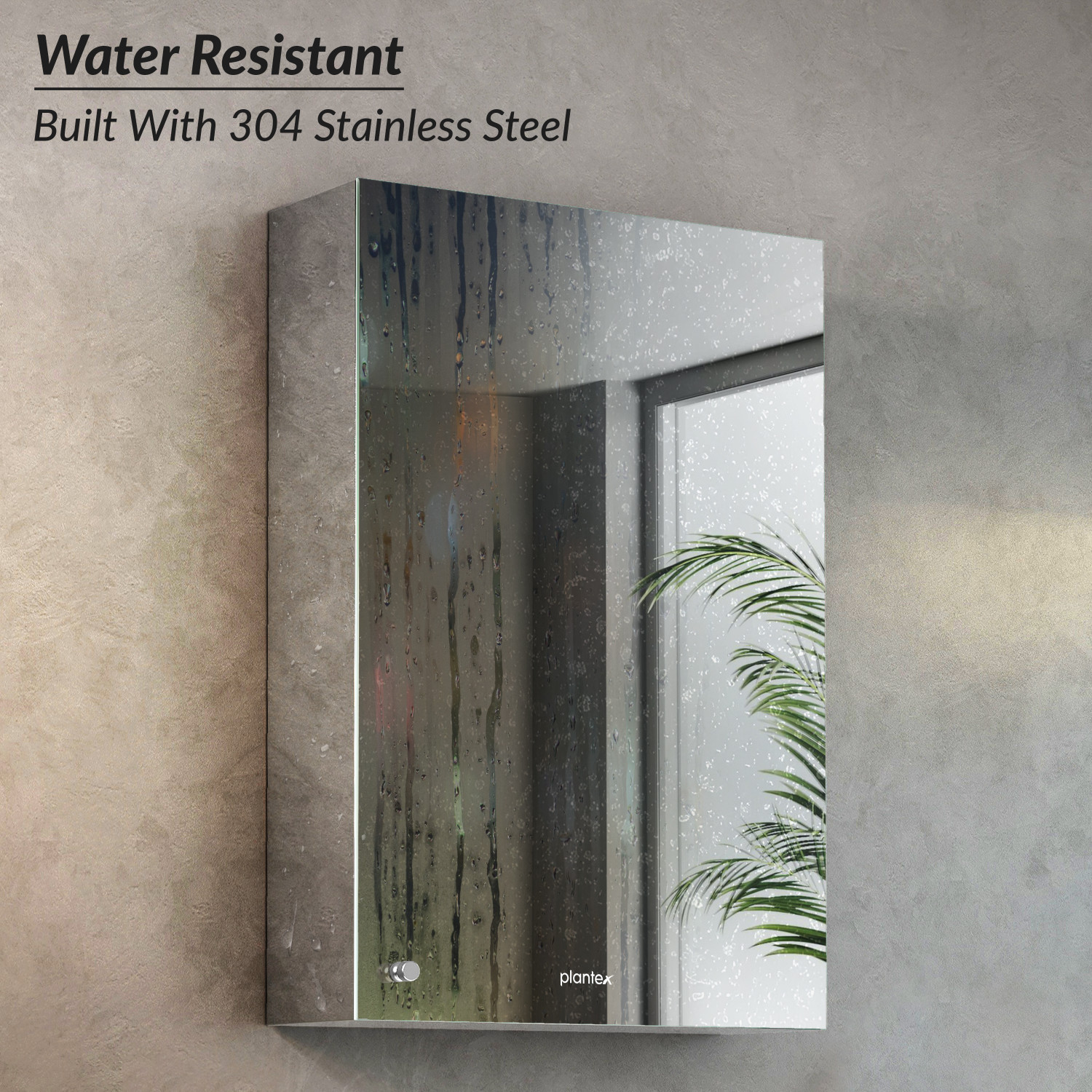 Image of Plantex Platinum 304 Stainless Steel Bathroom Cabinet with Mirror Door (16 X 24 Inches) Steel Wall Shelf