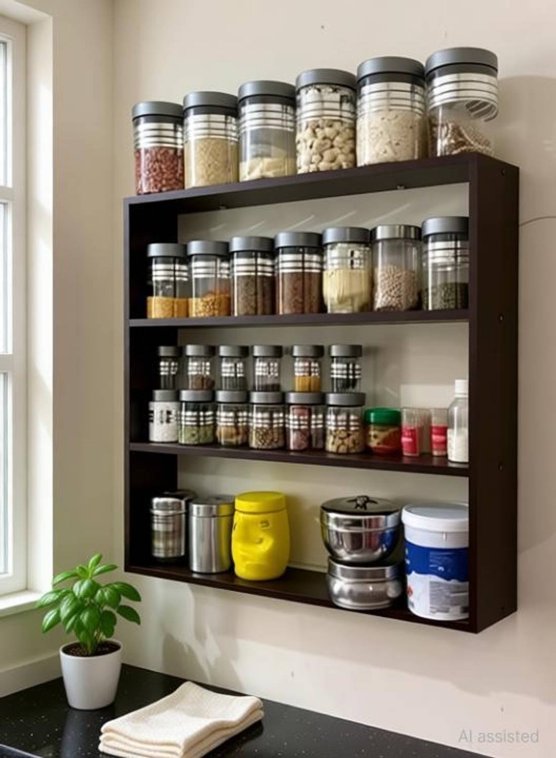 Zafiro Containers Kitchen Rack Wood Wooden Wall Mounted Shelves for Kitchen / Kitchen Storage Shelf / Wall Shelf — Kitchen Organizers & Racks