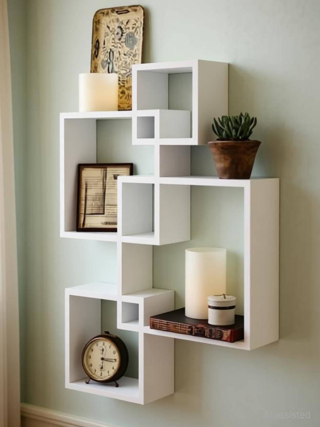 ANTIQUE MART Wall Mount Set of 4 White Wall Shelves Storage Rack Shelves Wooden Wall Shelf (Number of Shelves - 4, White) Wooden Wall Shelf