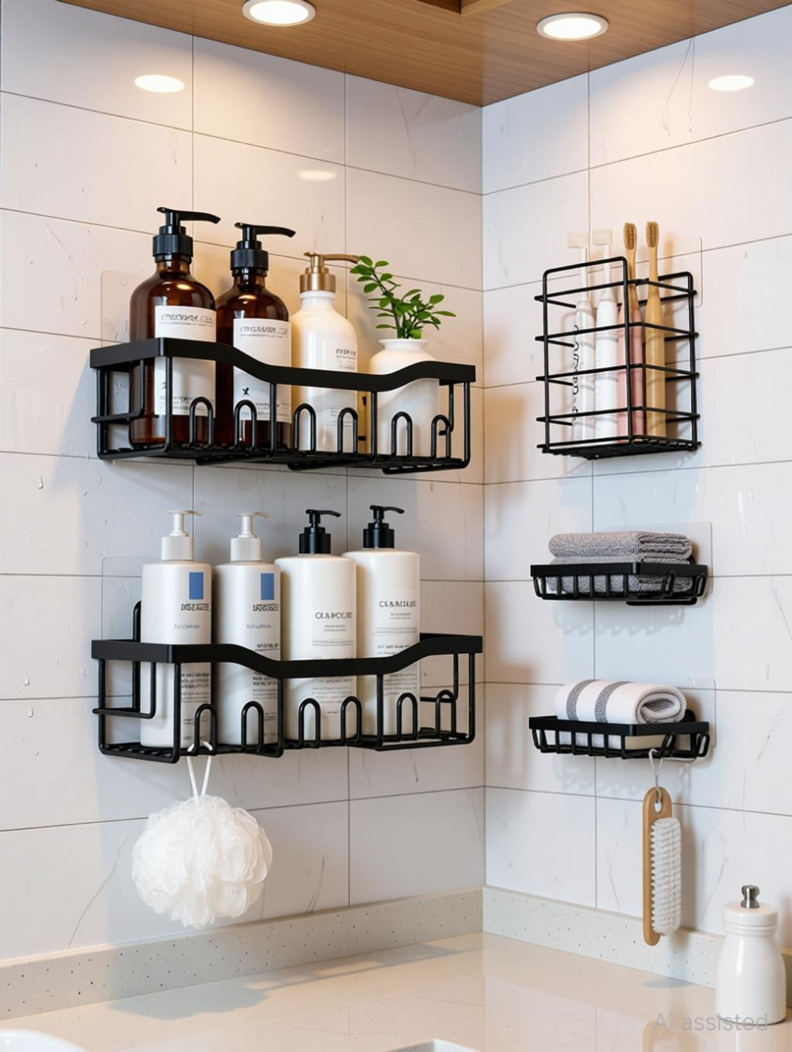Image of Zolento 5 Pcs Bathroom Shelf Iron Wall Shelf