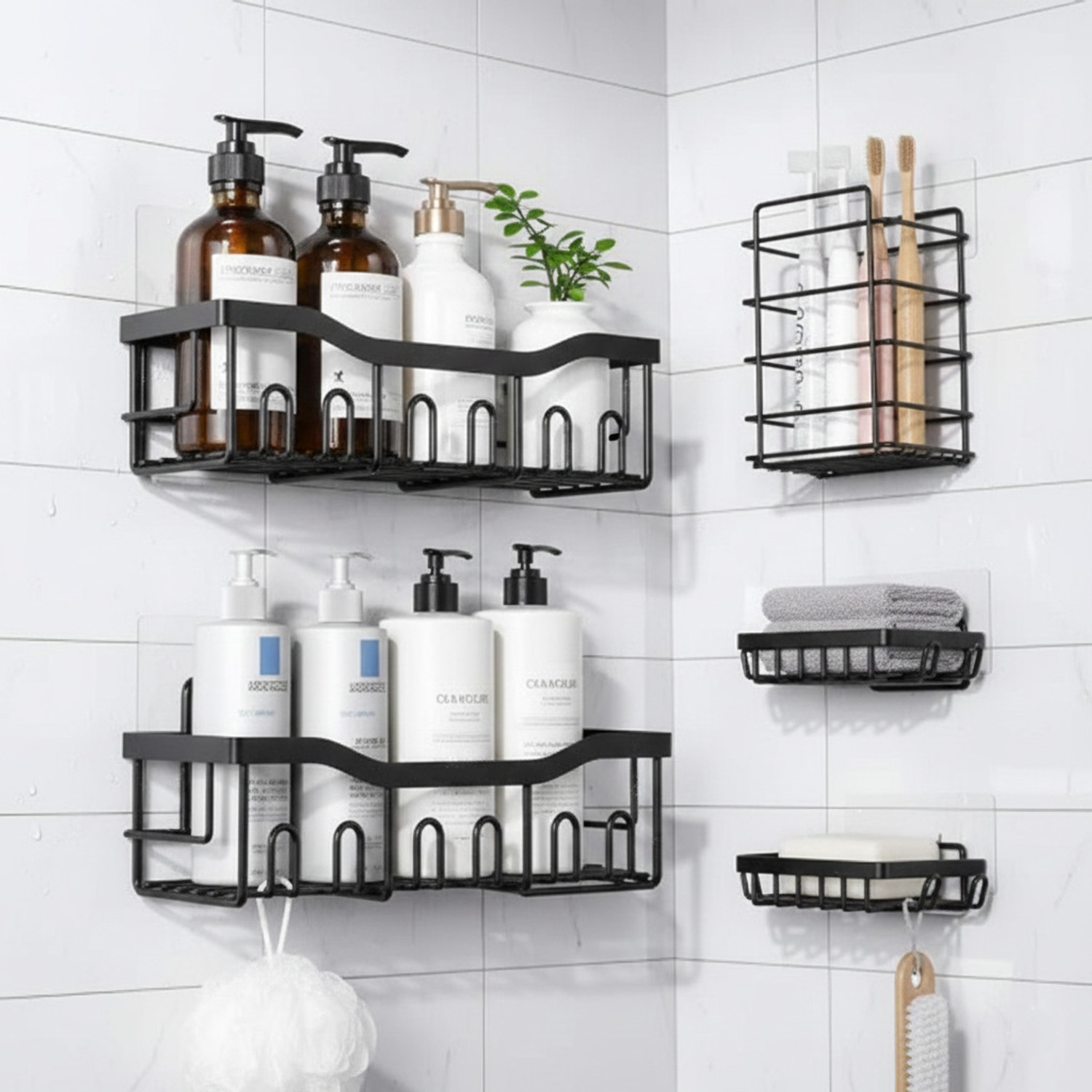 Image of Zolento 5 Pcs Bathroom Shelf Iron Wall Shelf