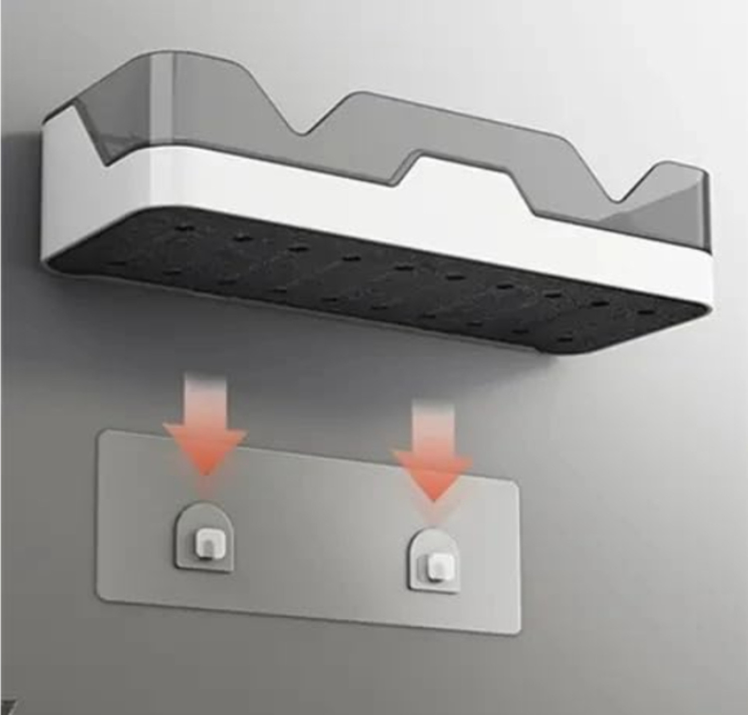 Image of Treovia Plastic Bathroom Shelf Organizer Without Drill Plastic Wall Shelf