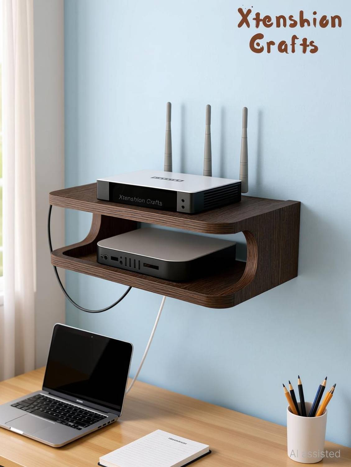 Xtenshion Crafts Wooden Wall Shelf - Image 1