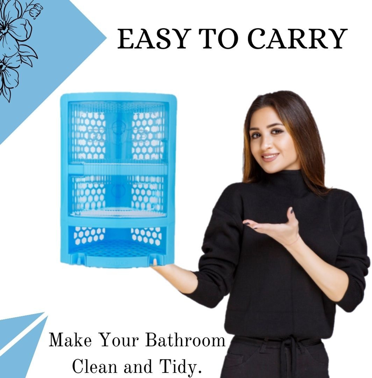 Image of Nabhya Multipurpose Wall Mount Bathroom Corner Rack for Home, Kitchen & Bathroom Plastic Wall Shelf