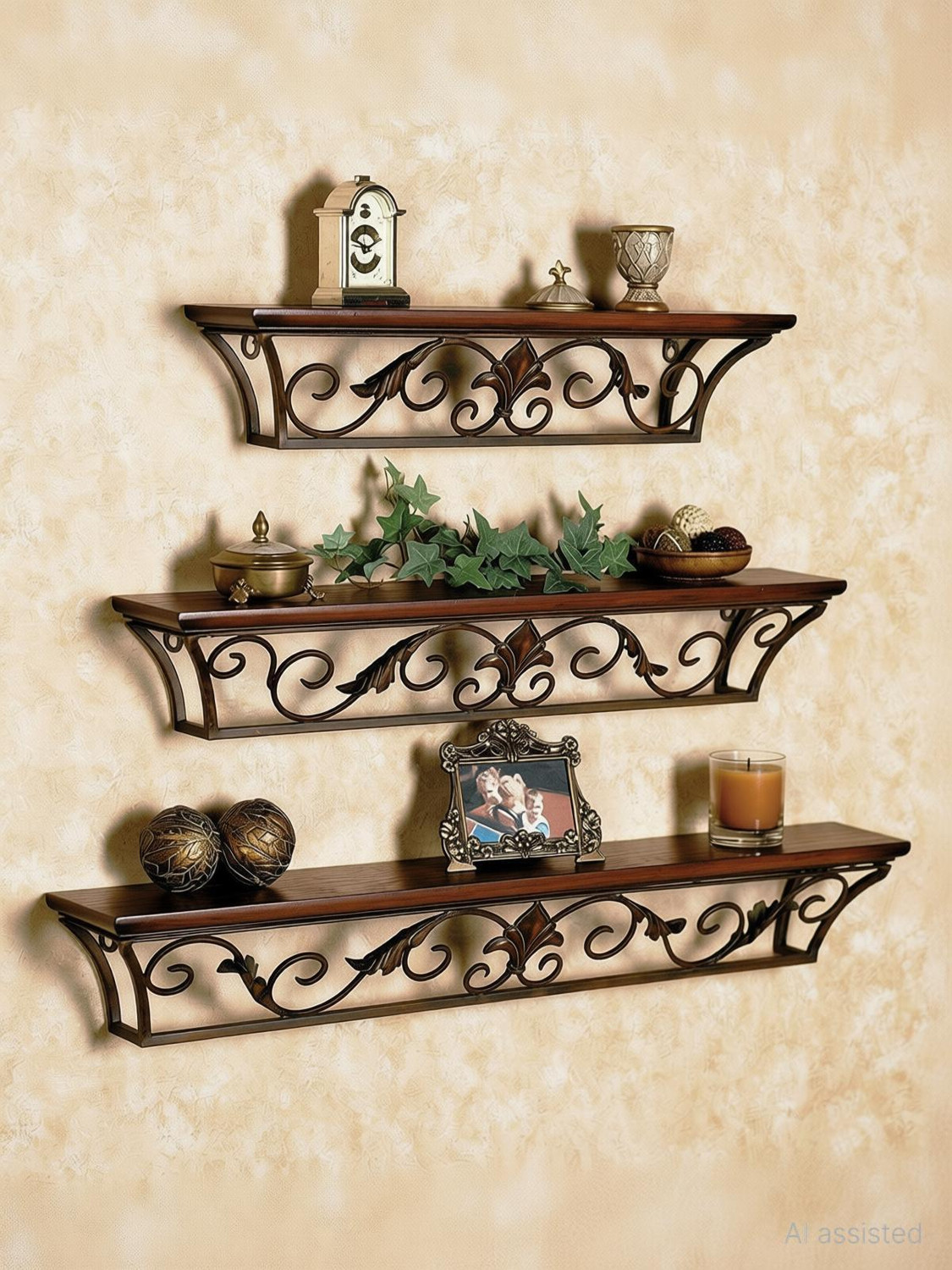 Image of Decorhand Iron, Wooden Wall Shelf