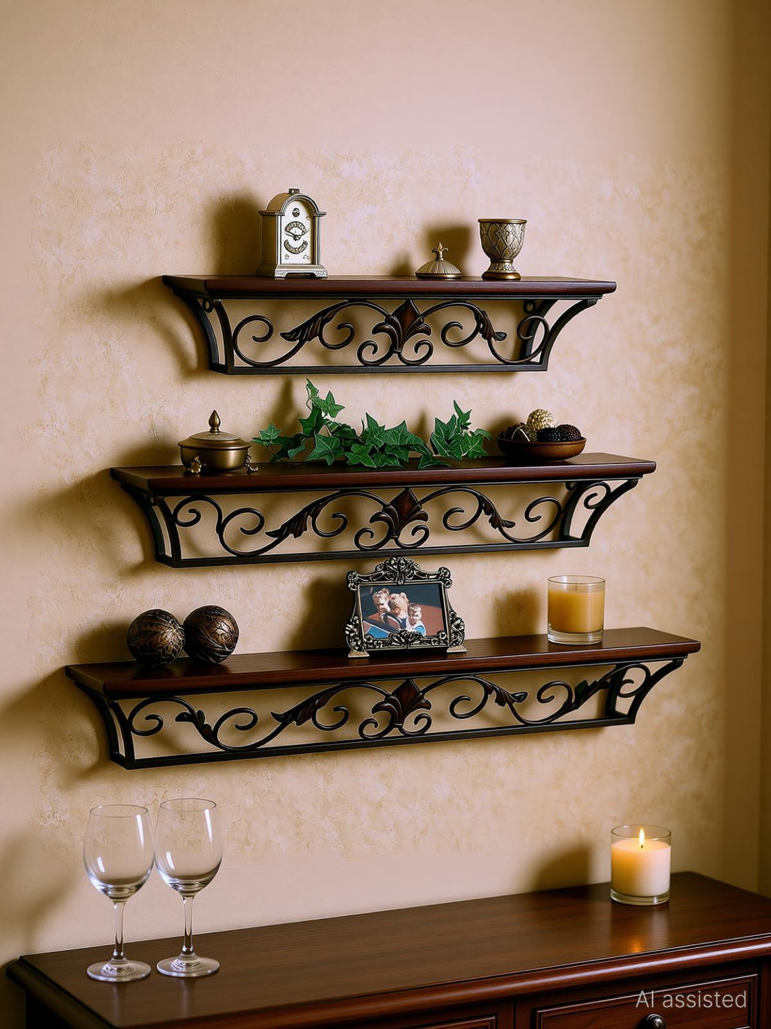 Image of Decorhand Iron, Wooden Wall Shelf