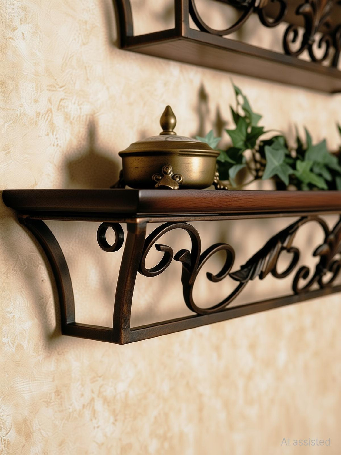 Image of Decorhand Iron, Wooden Wall Shelf