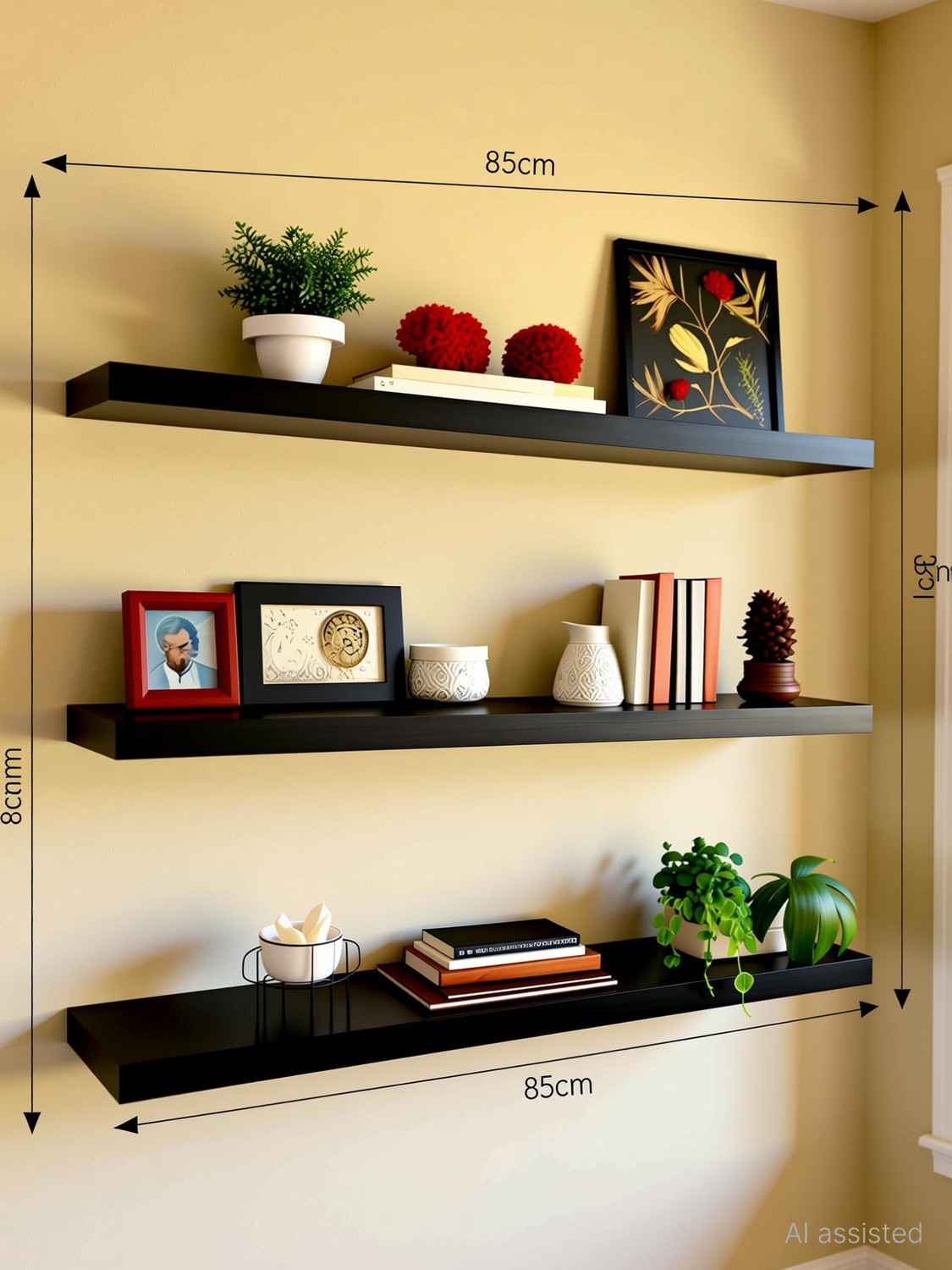 Image of Baksh Bros Wooden Wall Mount Floting Shelf Stand Wall Shelves Wooden Wall Shelf MDF (Medium Density Fiber) Wall Shelf