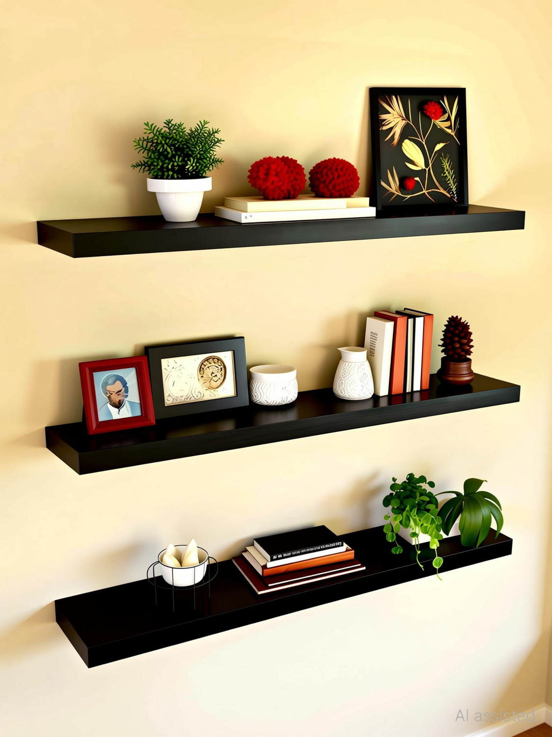 Image of Baksh Bros Wooden Wall Mount Floting Shelf Stand Wall Shelves Wooden Wall Shelf MDF (Medium Density Fiber) Wall Shelf