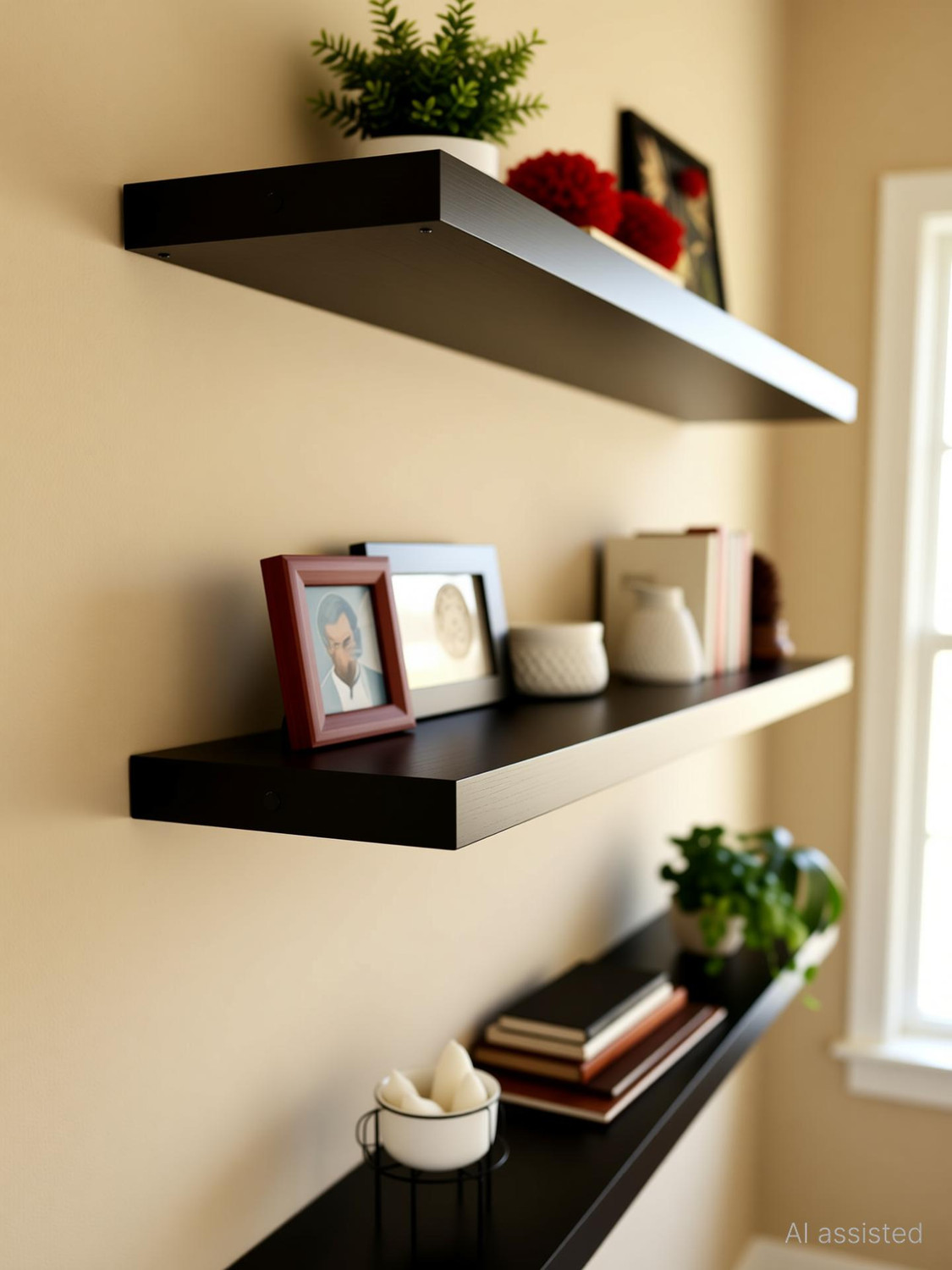 Image of Baksh Bros Wooden Wall Mount Floting Shelf Stand Wall Shelves Wooden Wall Shelf MDF (Medium Density Fiber) Wall Shelf