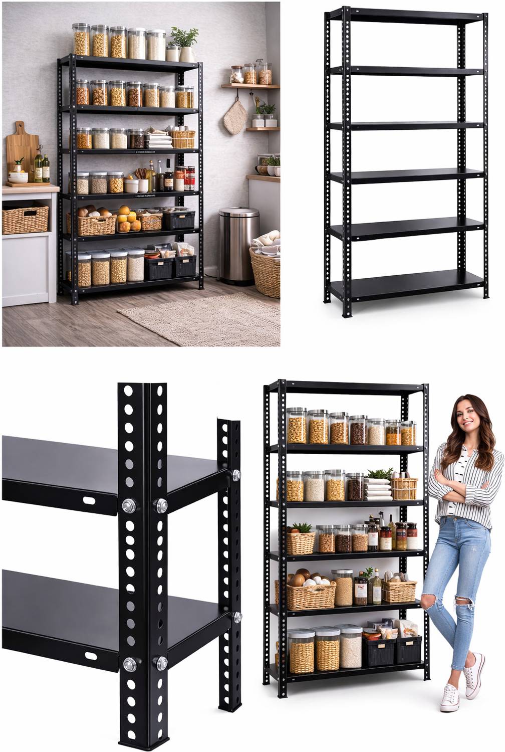 1/f SPACE IRONBOARD 防錆コーティングS・Lセット FIDVI Slotted Angle 6 Shelve Multipurpose Powder Coated Storage