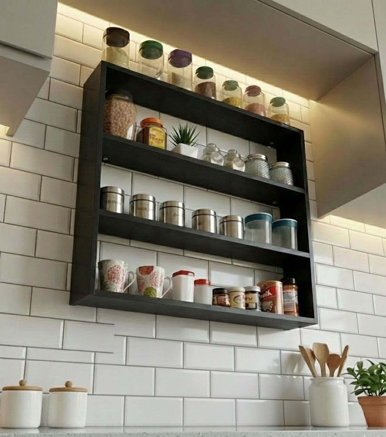 Image of ADVISHI HOME DECORE MDF Wall Mounted Kitchen Rack Shelf | Wooden Wall Shelf