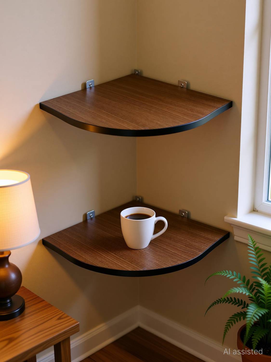 Artival Crafts "Elegant Wooden 2-Shelf Corner Stand for Stylish Space Saving" MDF (Medium Density Fiber) Wall Shelf
