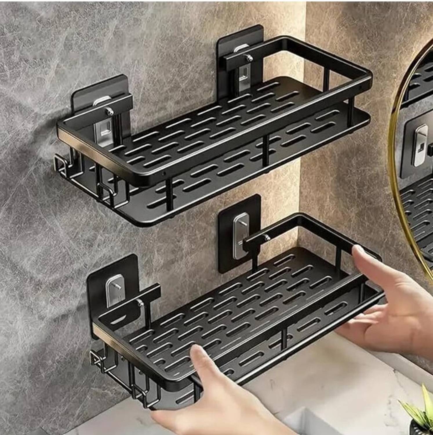 Attilio Bathroom Plastic No-Drill Corner Shelf Pack of 2