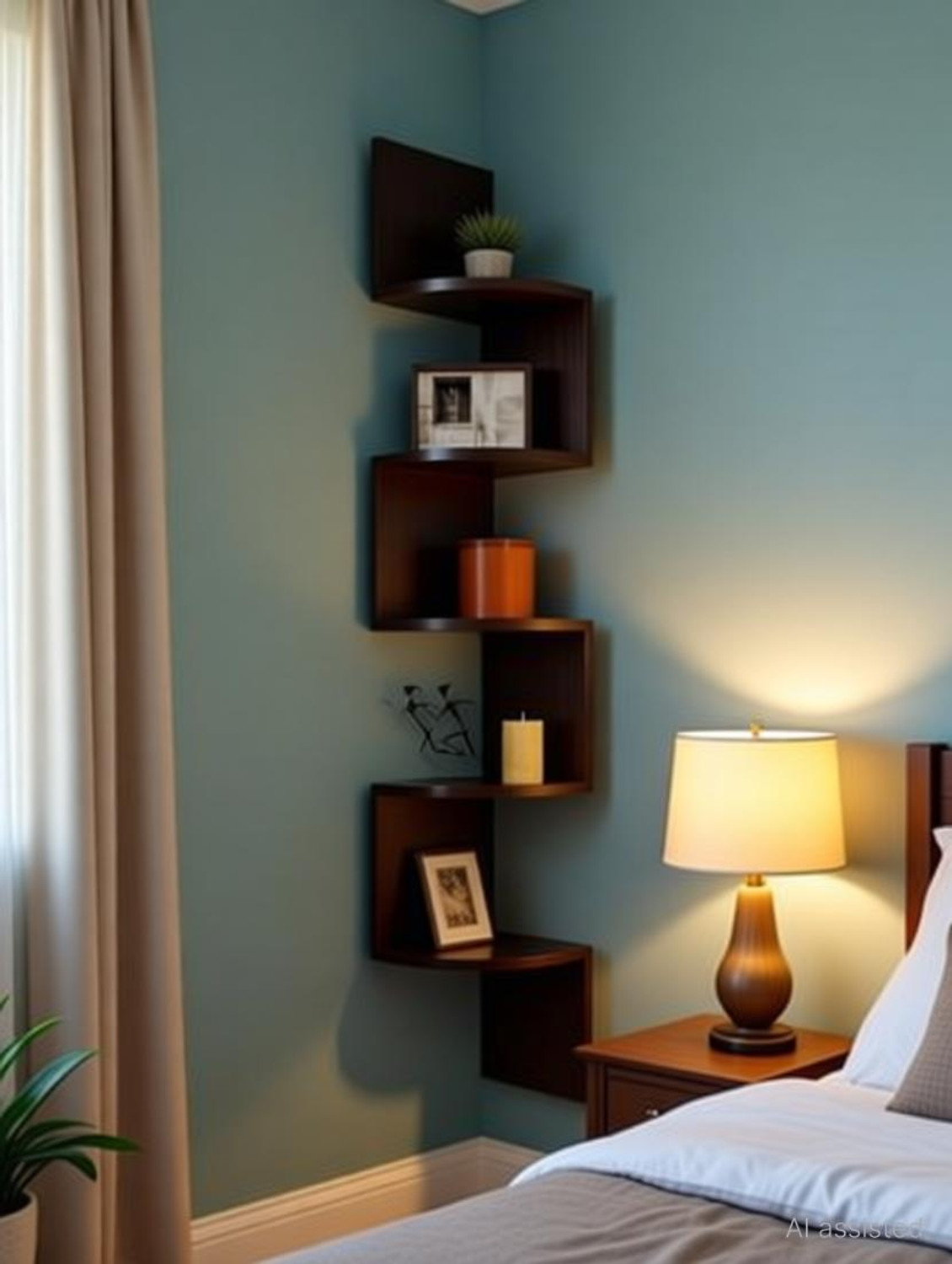Image of national engineering Zigzag Shelf | Corner Wall Shelf | Corner Rack Shelf| Corner Shelf For Living Room | Corner Shelf For Bedroom | Corner Rack For Living Room| Corner Shelf For Office | Home Decor Wall Shelf Wooden Wall Shelf (Number of Shelves - 5, DARK BROWN ) MDF (Medium Density Fiber) Wall Shelf