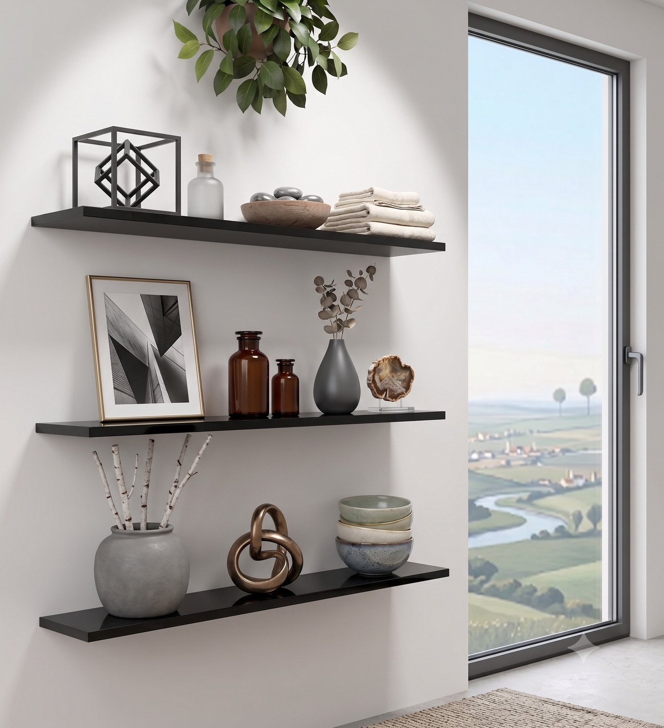 Image of RASTWOOD Premium 3 Tier Floating Wall Shelves | Modern Wooden Display & Storage Shelves Wooden Wall Shelf