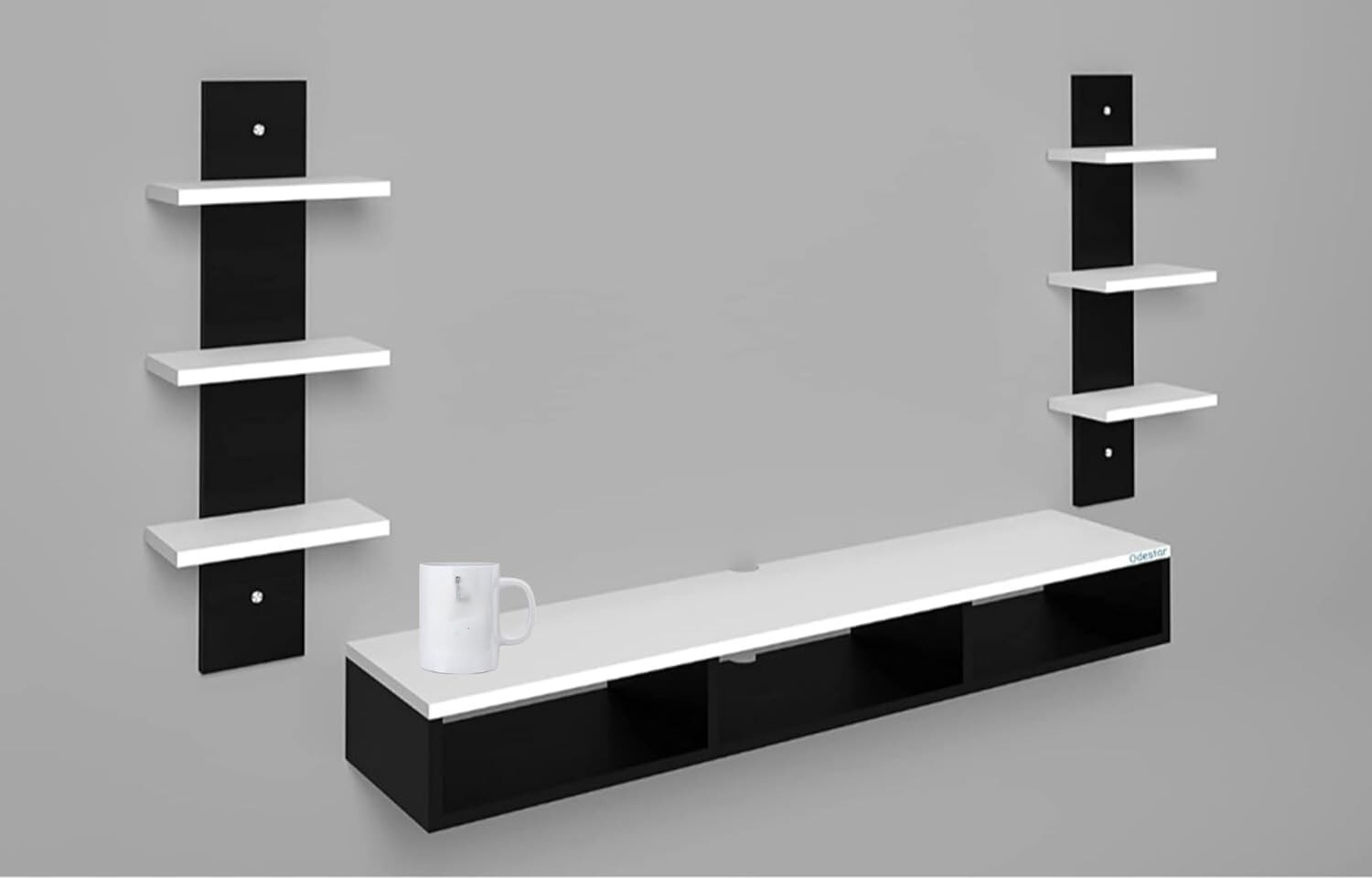 Image of LIBRATRADER Tv cabinet For bedroom Black And White Engineered Wood TV Entertainment Unit