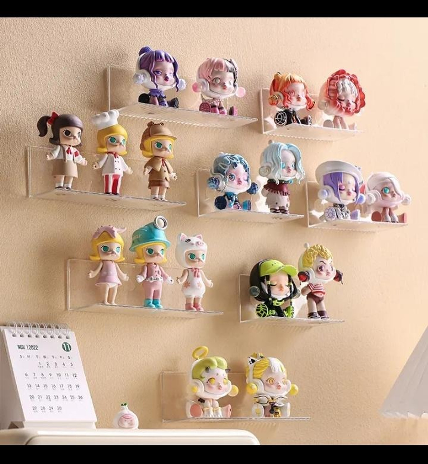 Image of WORA Pack Of 4 Self Adhesive Wall Shelf For Home, Office And Decore Plastic Wall Shelf