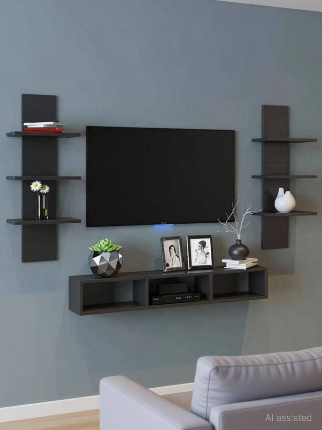 SMART SHOPPEE T.V Entertainment Unit Set Top Box Stand Wooden Wal