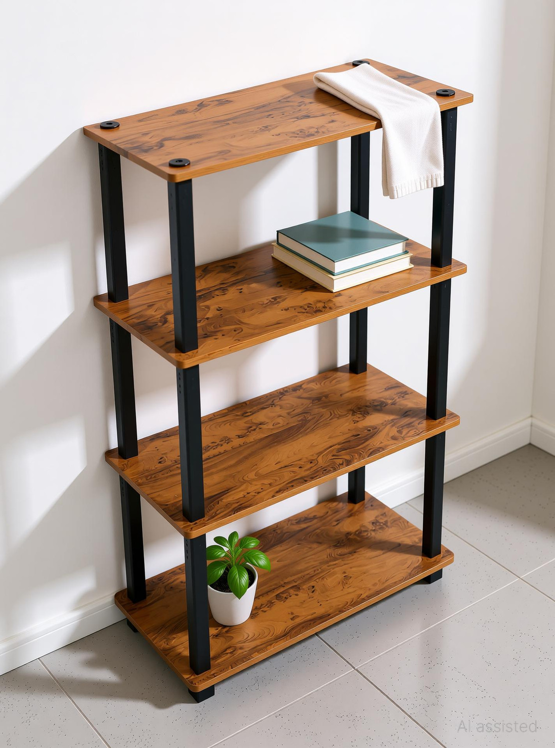 Image of Livzing 4Tier DIY Turn N Tube Multipurpose Rack Kitchen Storage Organizer Wooden Wall Shelf